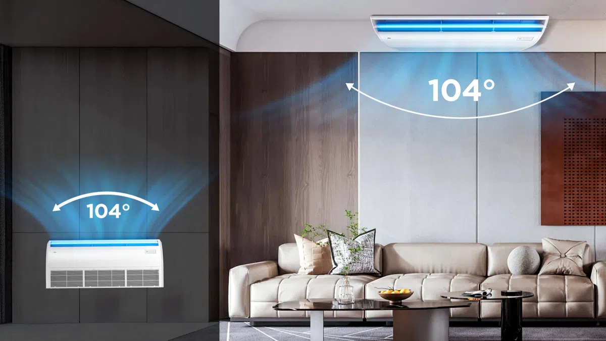 TCL strop a podlaha 104° široký rozsah prúdenia vzduchu