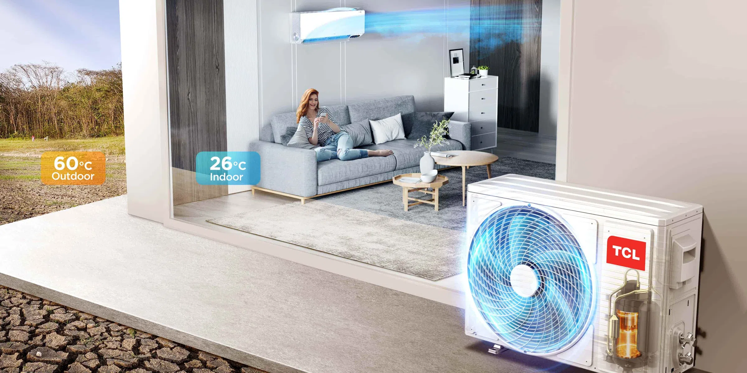 TCL FreshIN 2.0 AC Stable Cooling at 60℃ Extreme High Temp