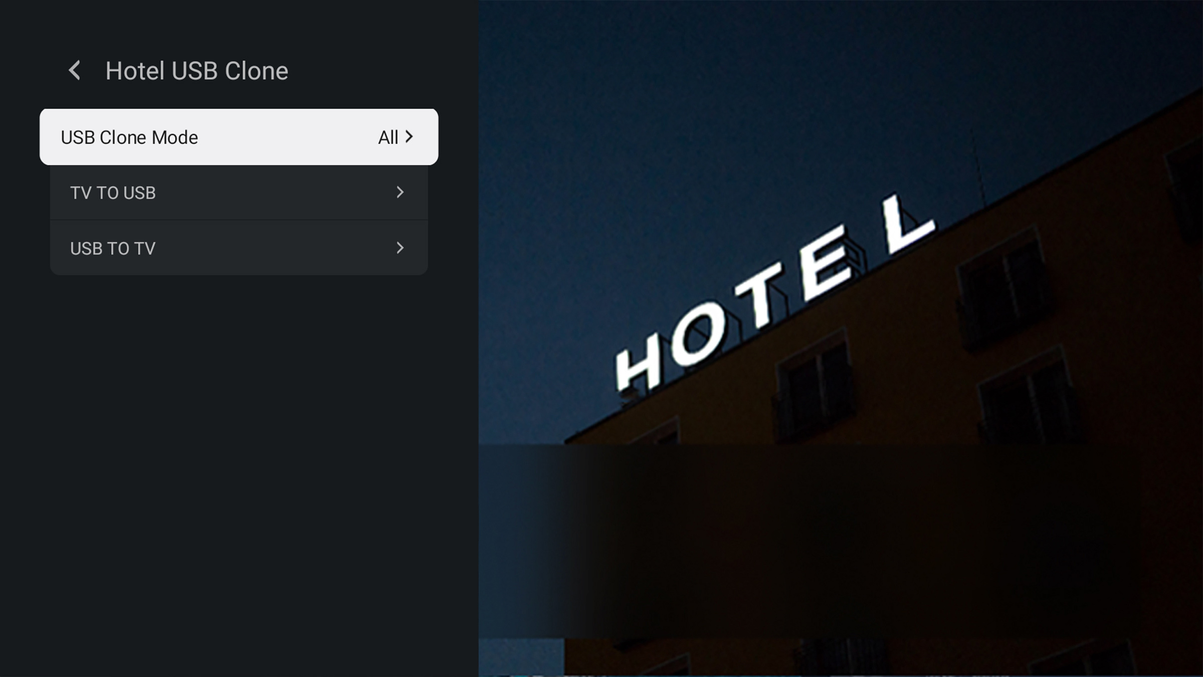 Téléviseur TCL G60K 4K HDR avec clone USB d'hôtel