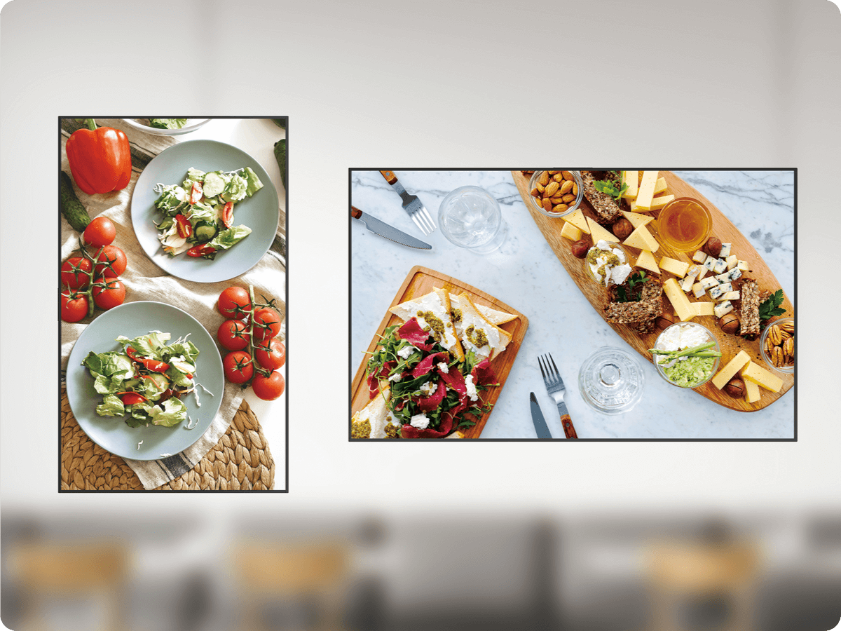 Clean visuals in landscape or portrait orientation