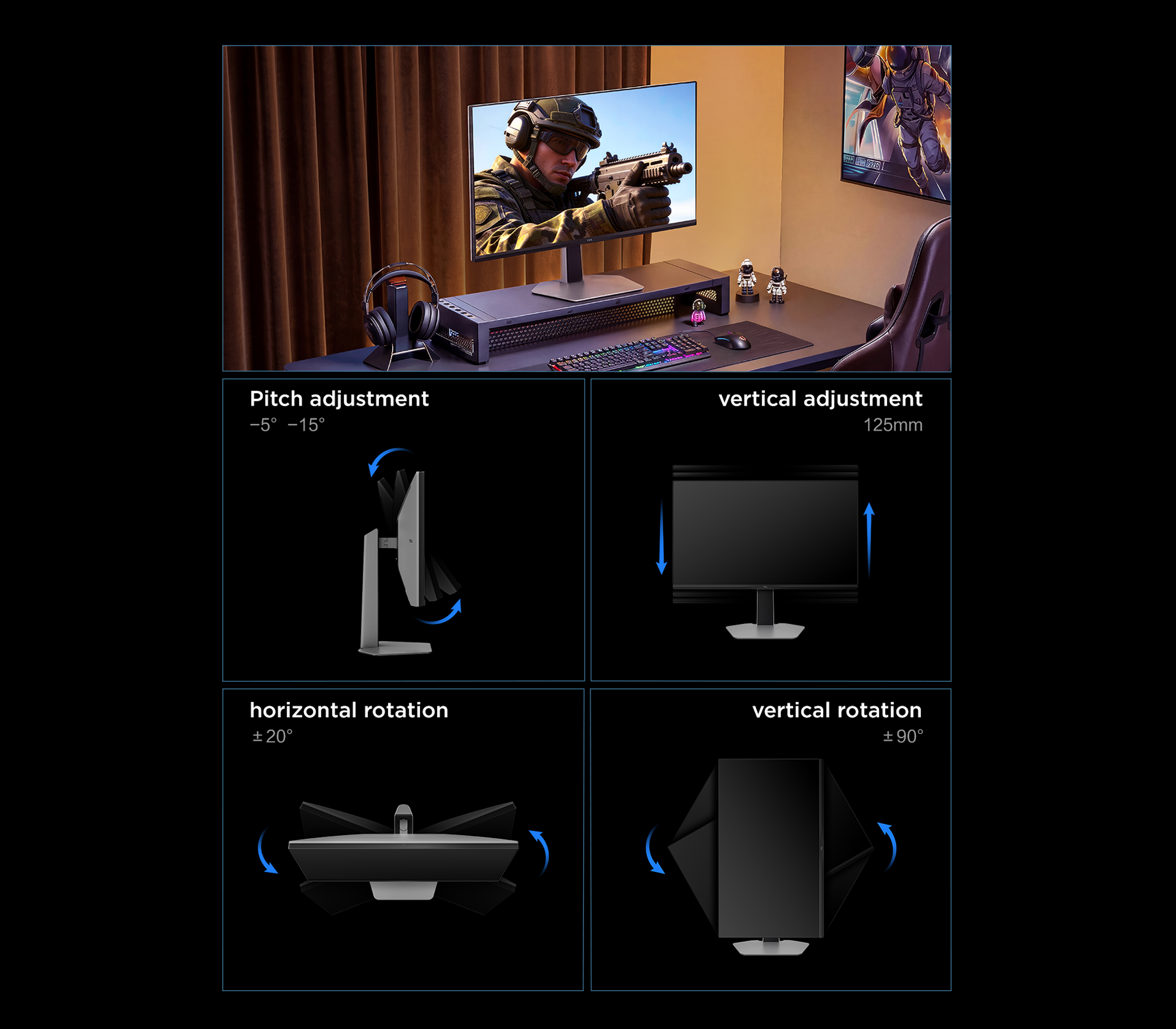 乐竟体育 25P2A Pro Gaming Monitor Hexagon Multi-Function Stand