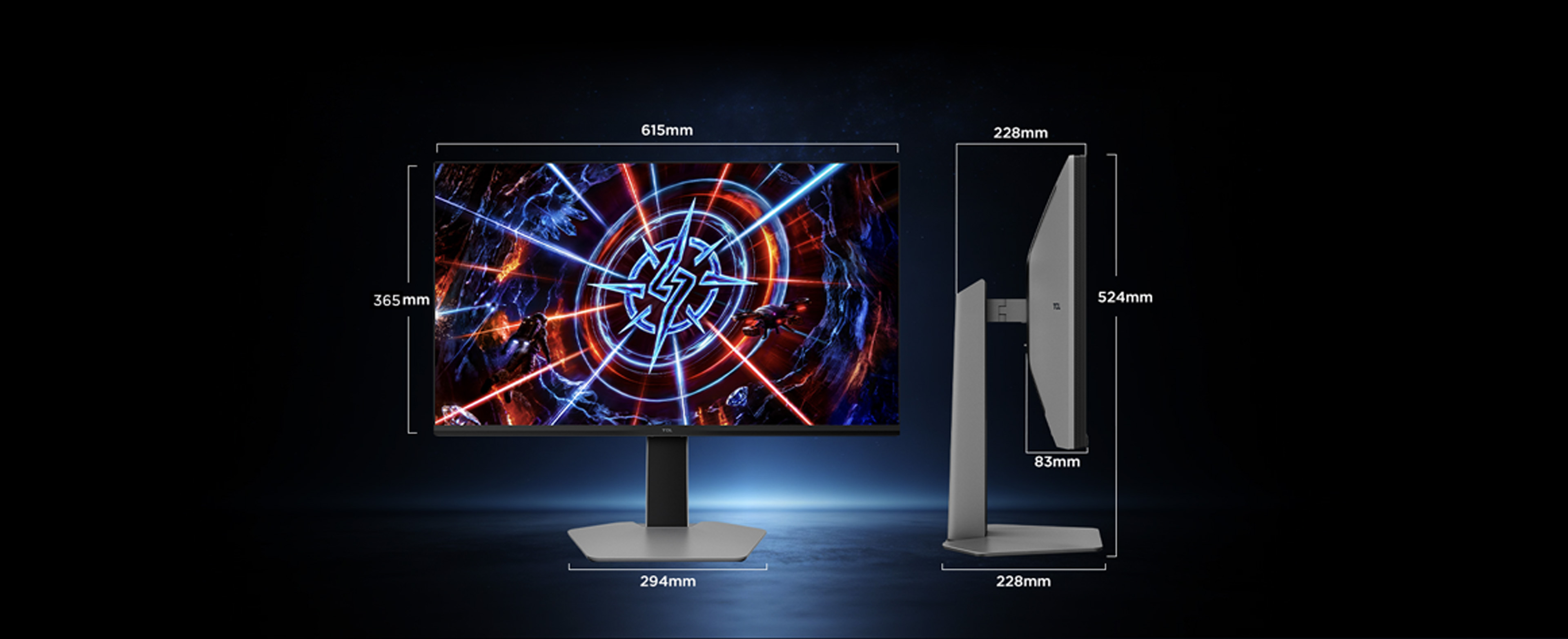 乐竟体育 27P2A 200Hz Mini LED Gaming Monitor Dimension
