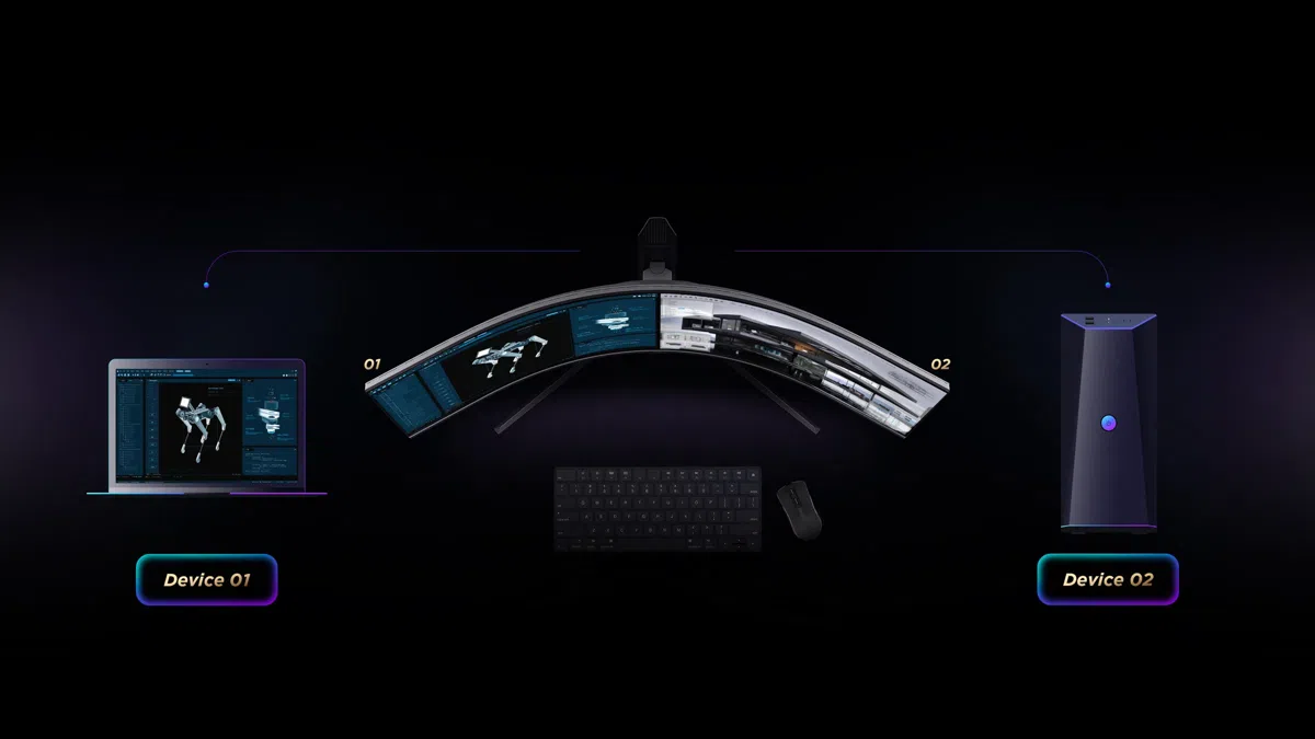 One set of keyboard and mouse controls multiple computers