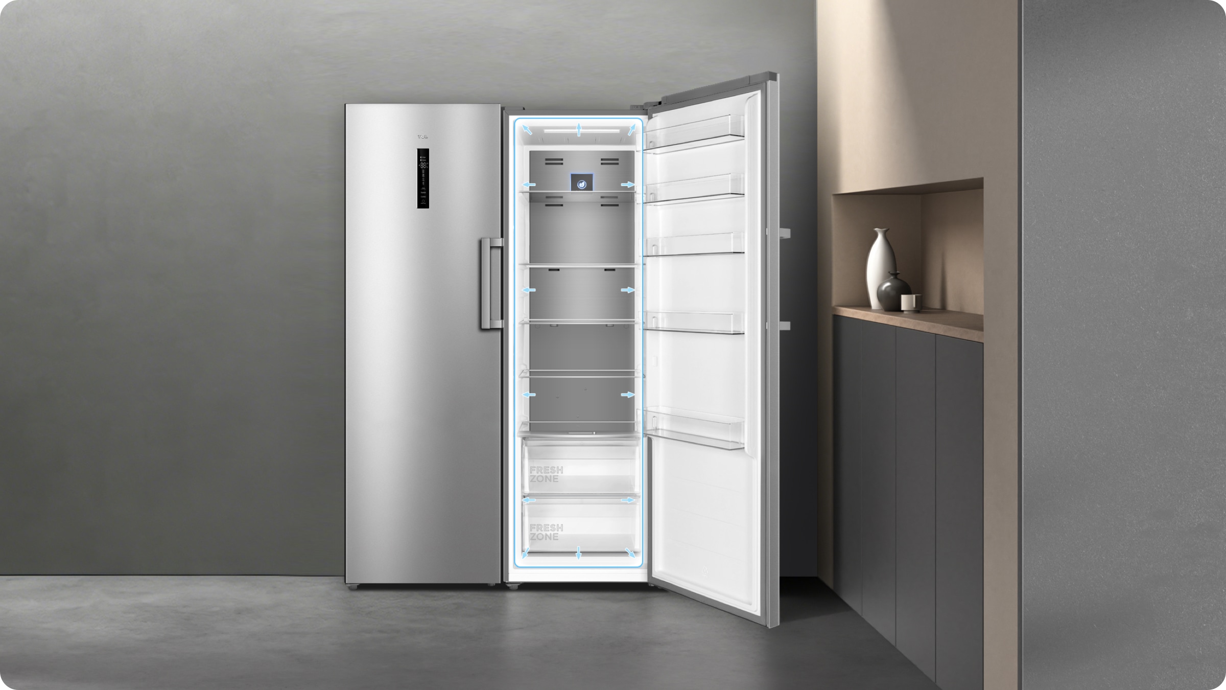 TCL C387BF Refrigerator Foldable and Reversible Glass Shelf