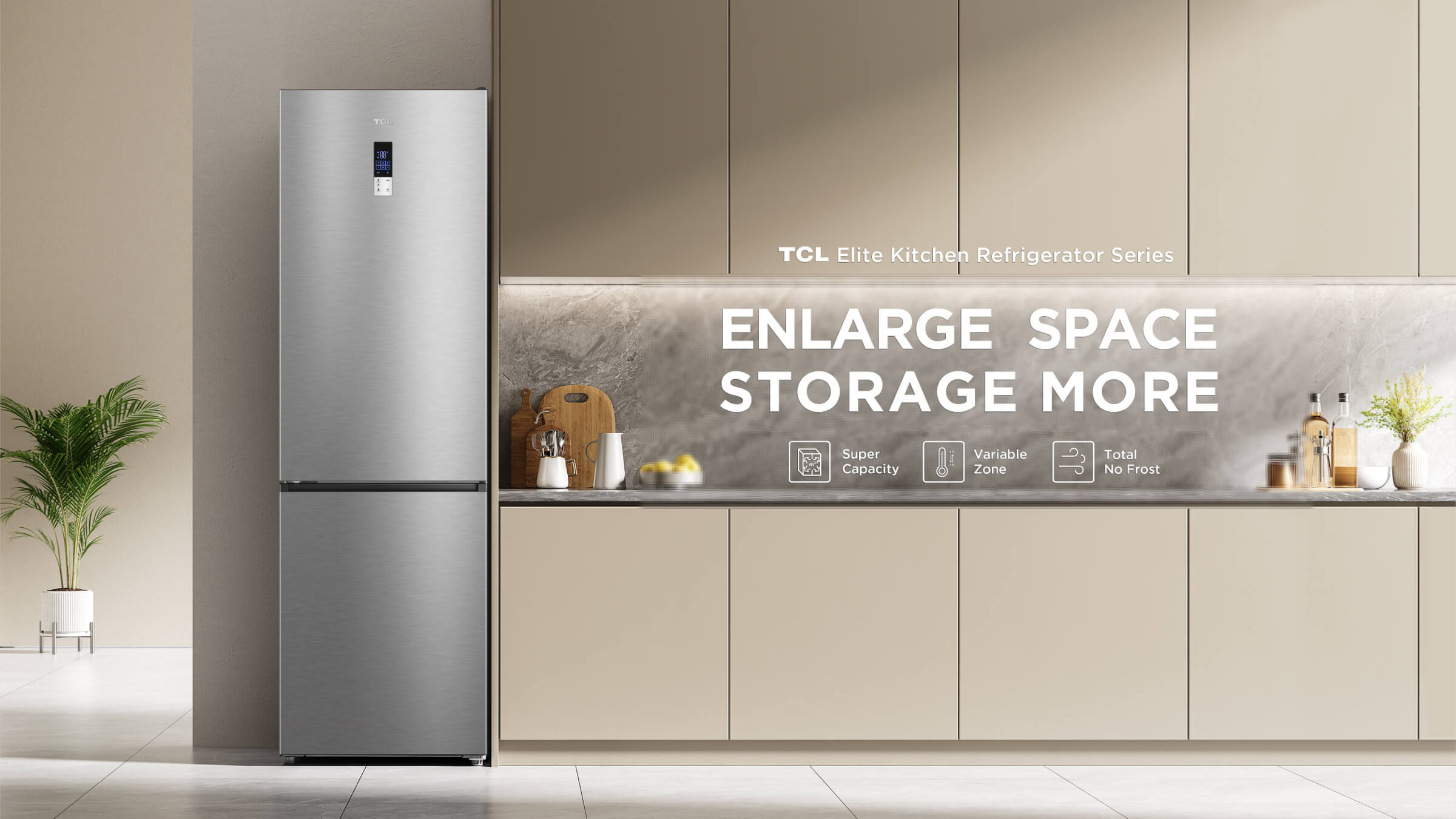 TCL 456L Double Door Bottom Mount Refrigerator P456BF