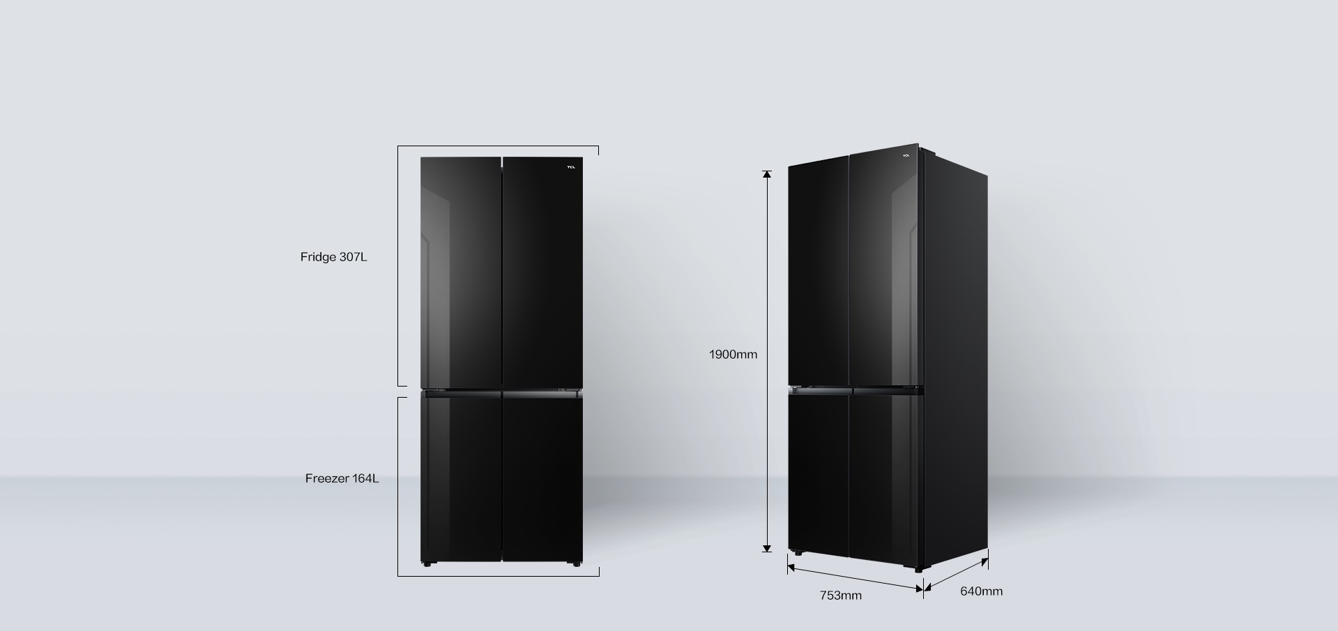 TCL Refrigerator P350BF Dimensions