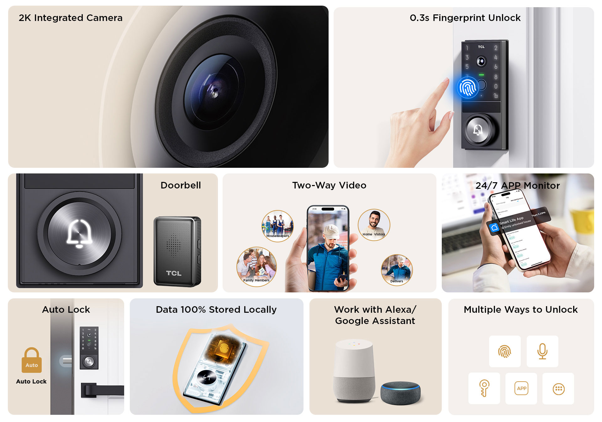 TCL D1 Max 3-in-1 Video Smart Lock-2K Camera | TCL Global