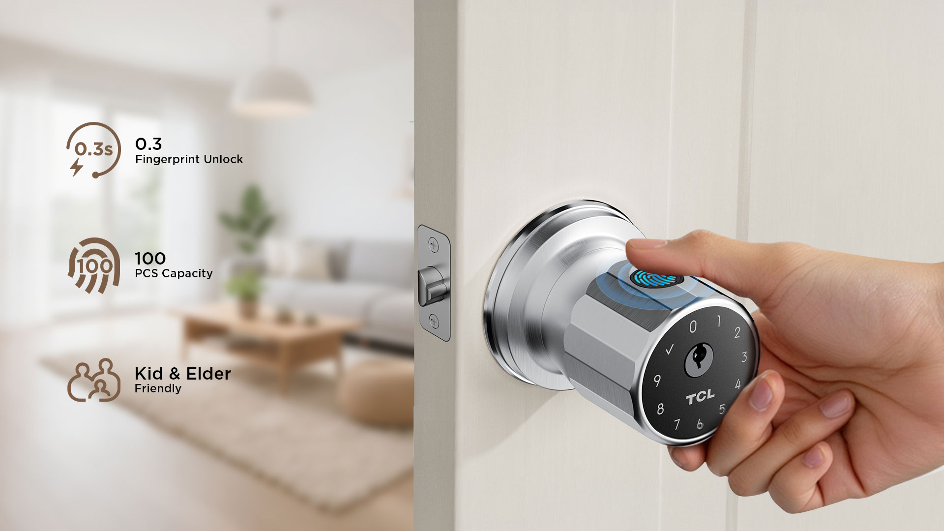 TCL K1 Fingerprint Smart Door Auto Lock 0.3s Fingerprint Unlock