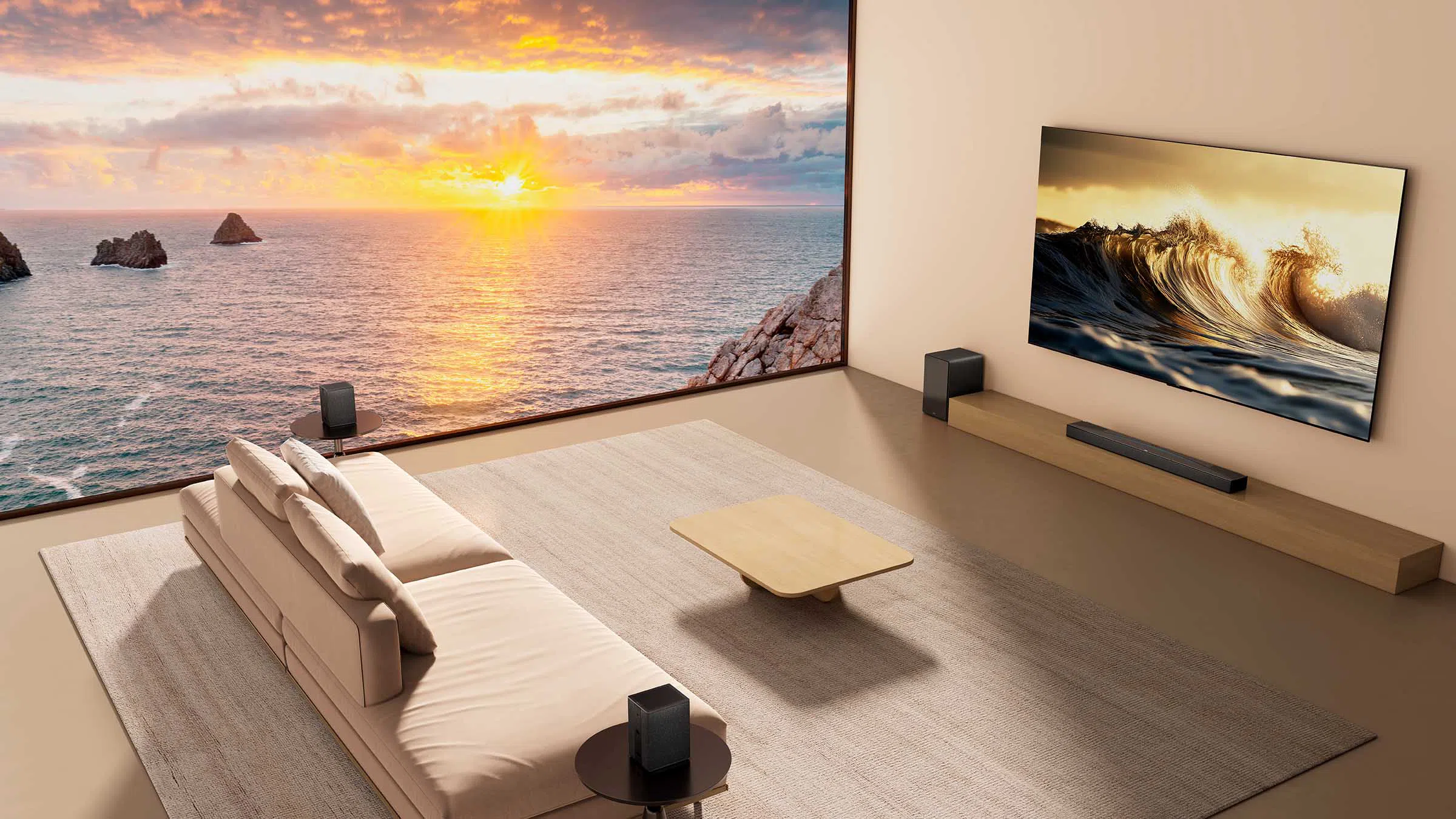 Vision Plus VP2111SB 2.1 CH 240 WATTS SoundbarVision Plus VP2111SB 2.1 TCL Q85H Soundbar Scene diagram