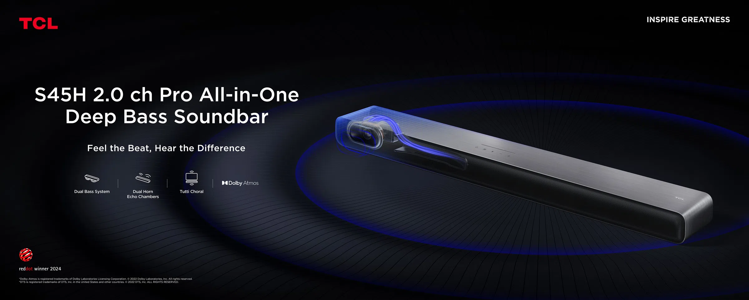 Barra de sonido TCL S45H 2.0ch Pro con graves profundos
