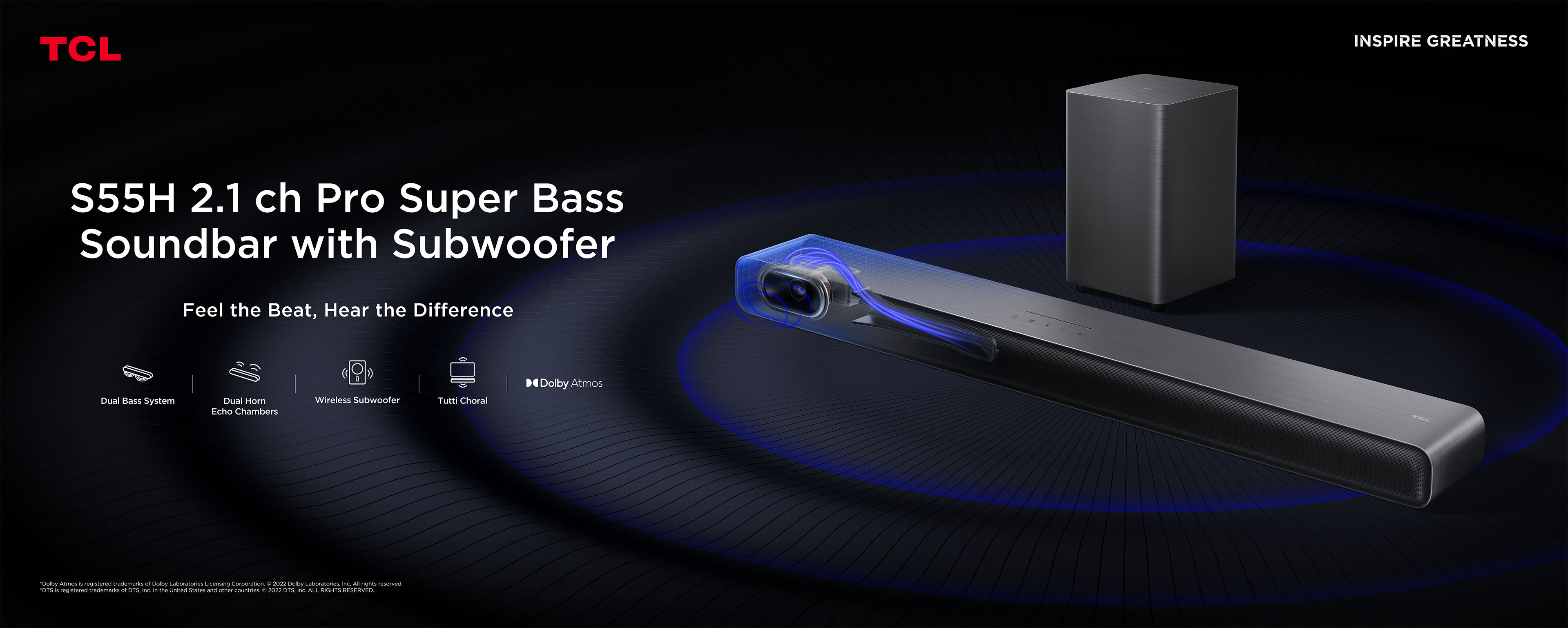TCL S55H 2.1ch Pro Super Bass Soundbar | Kulan Electronics
