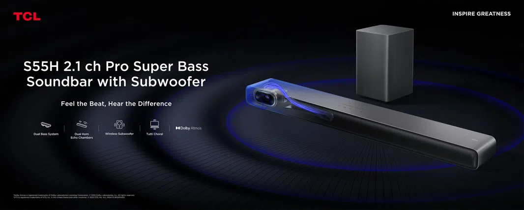 TCL S55H 2.1ch Pro Super Bass Soundbar | Kulan Electronics