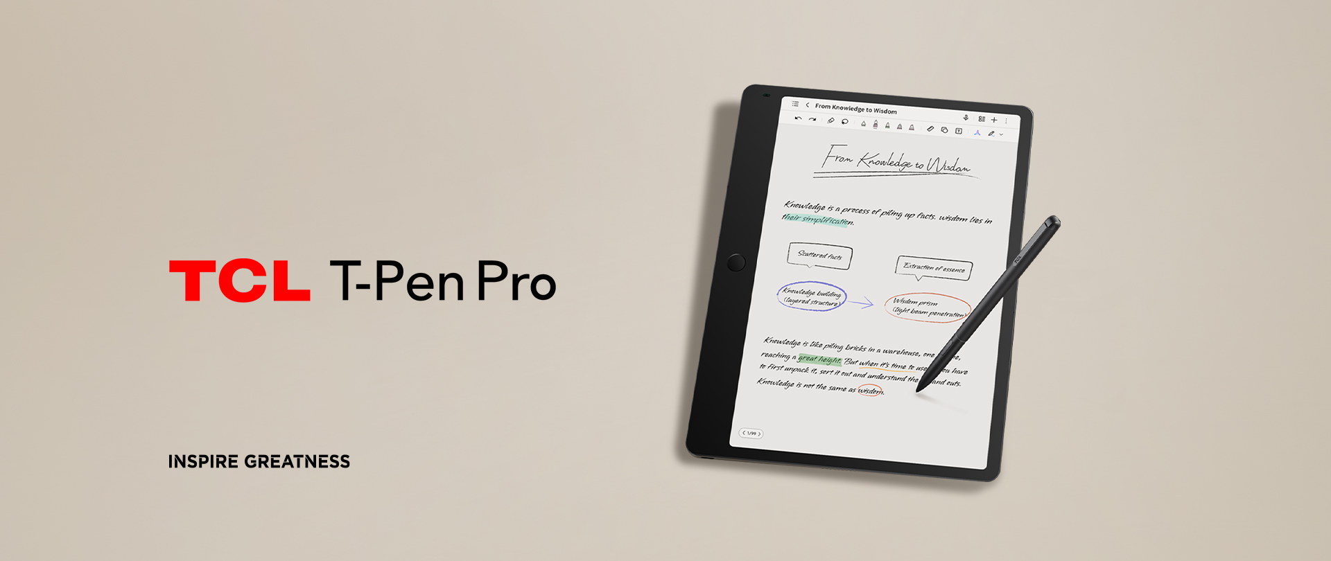TCL T-Pen Pro – Ultra-Responsive Stylus with One-Click Capture