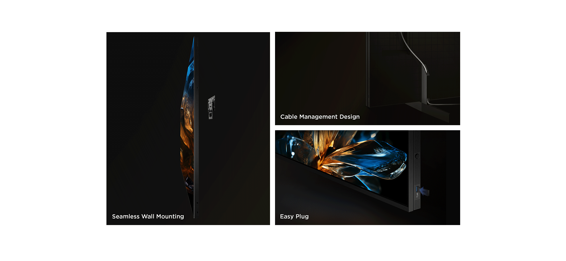 seamlessly wall-mounted