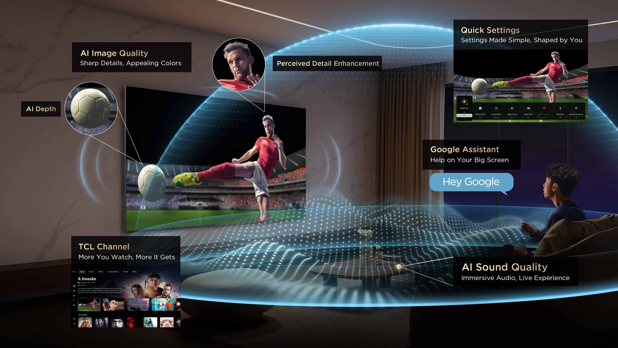 C8K TV AI Cinematic Agentטלוויזיה חכמה C8K Premium QD-MiniLED מבית TCL