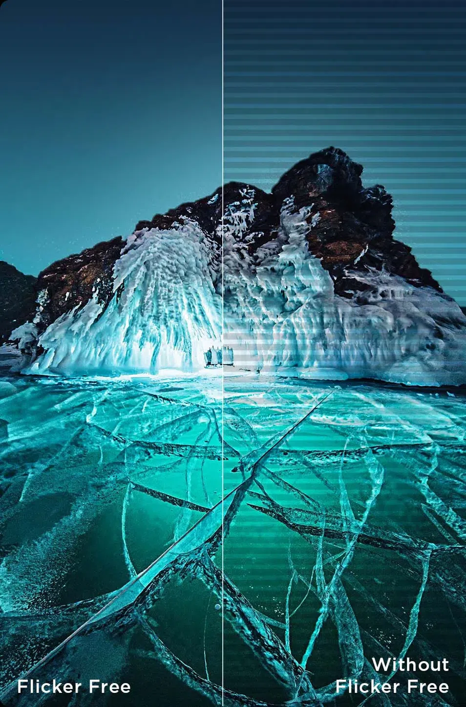 TCL 75P6K 4K UHD Google TV Flicker Free vs without flicker free