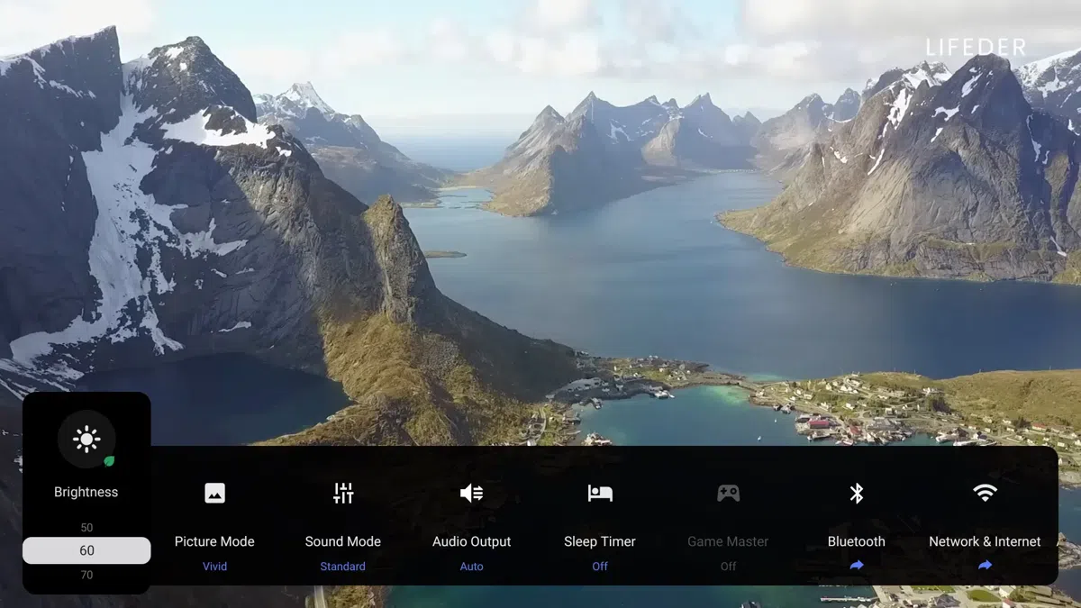 TCL X11K with quick settings