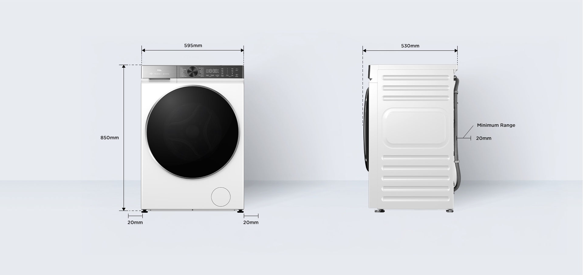 TCL P682 Washer Net Dimension 