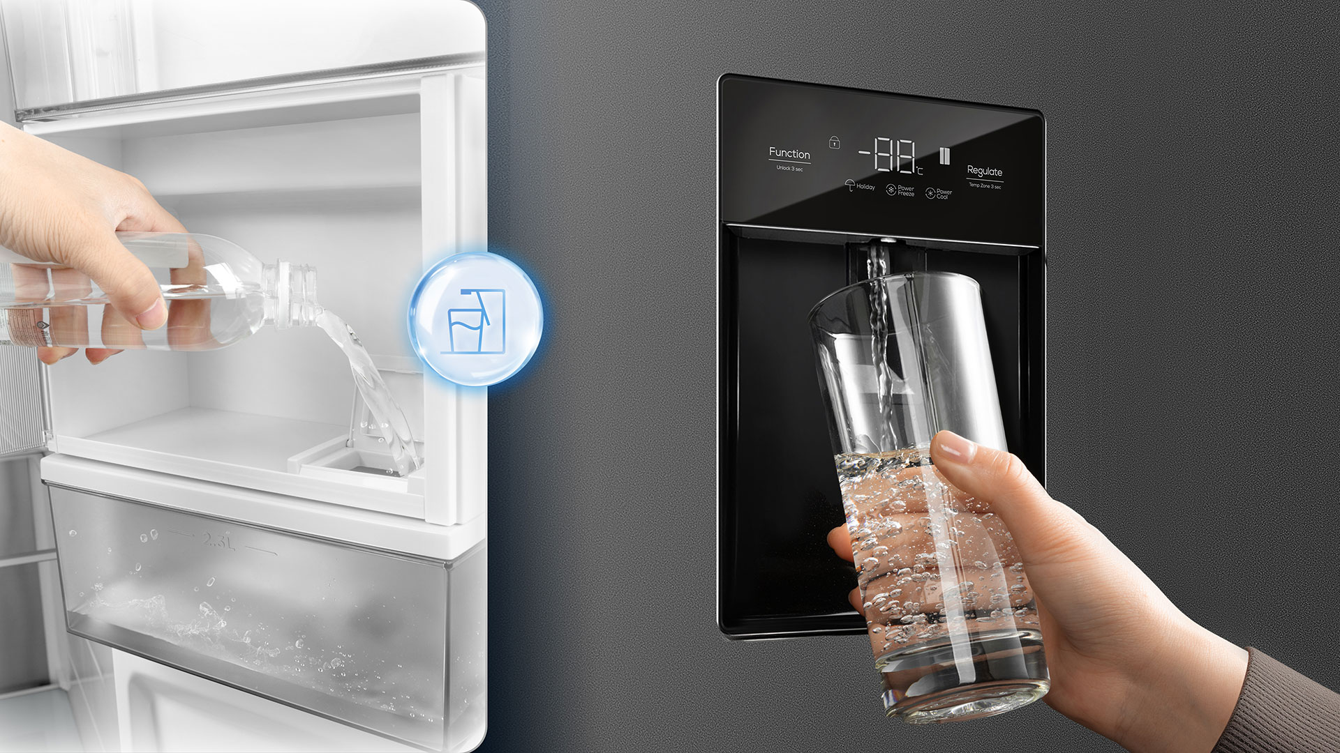 Instant Refreshment with Built-In Water Dispenser