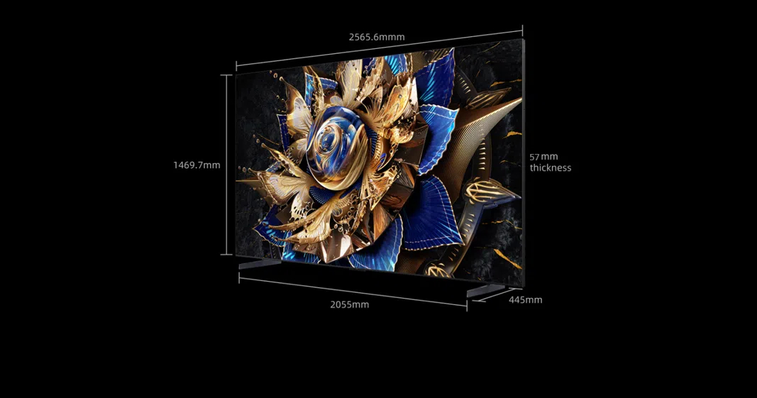 TCL 115 inch X955 Mounted on a TV stand