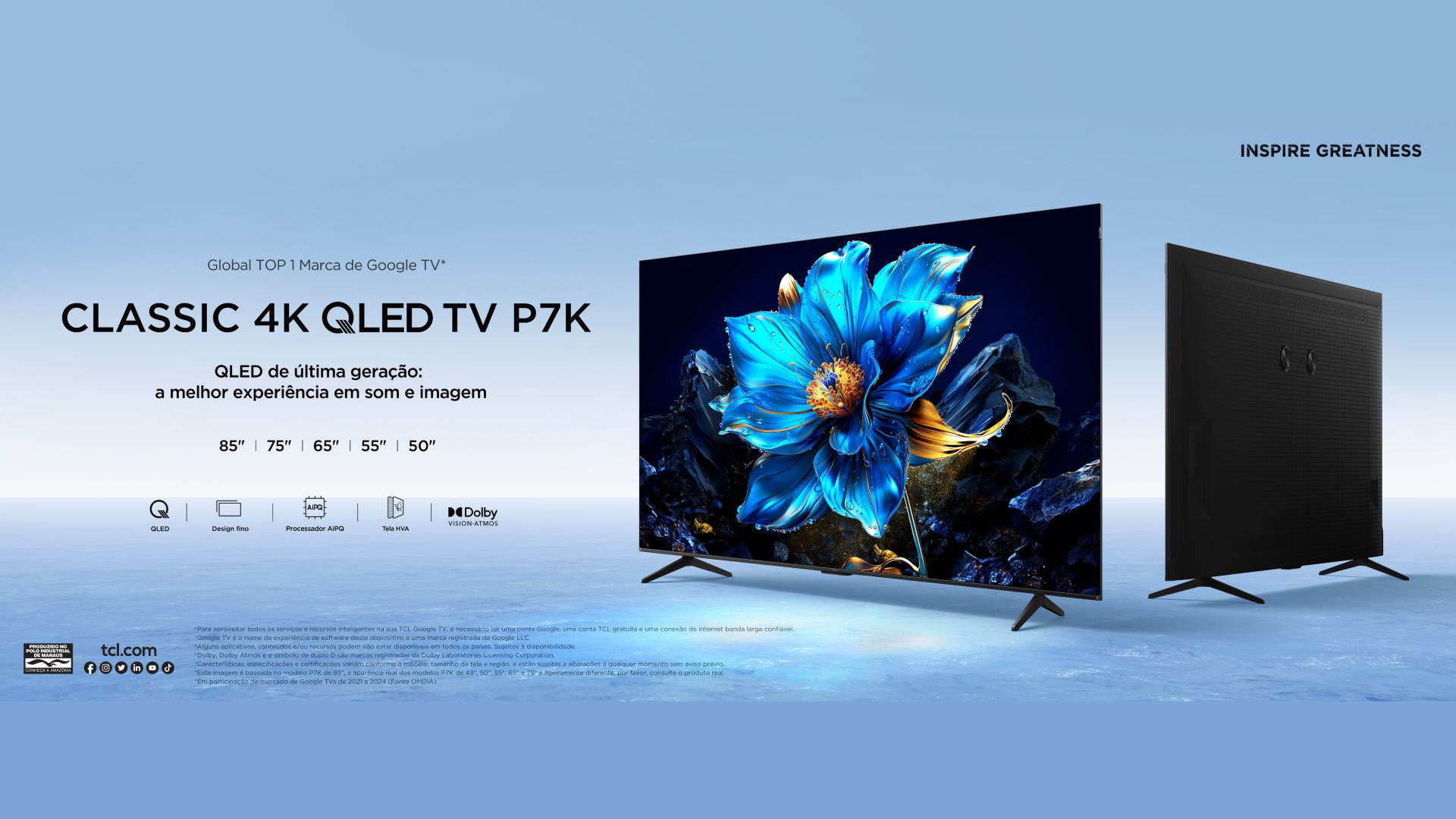 Nova linha de TVs TCL P7K traz cores vibrantes, IA e imersão completa ...