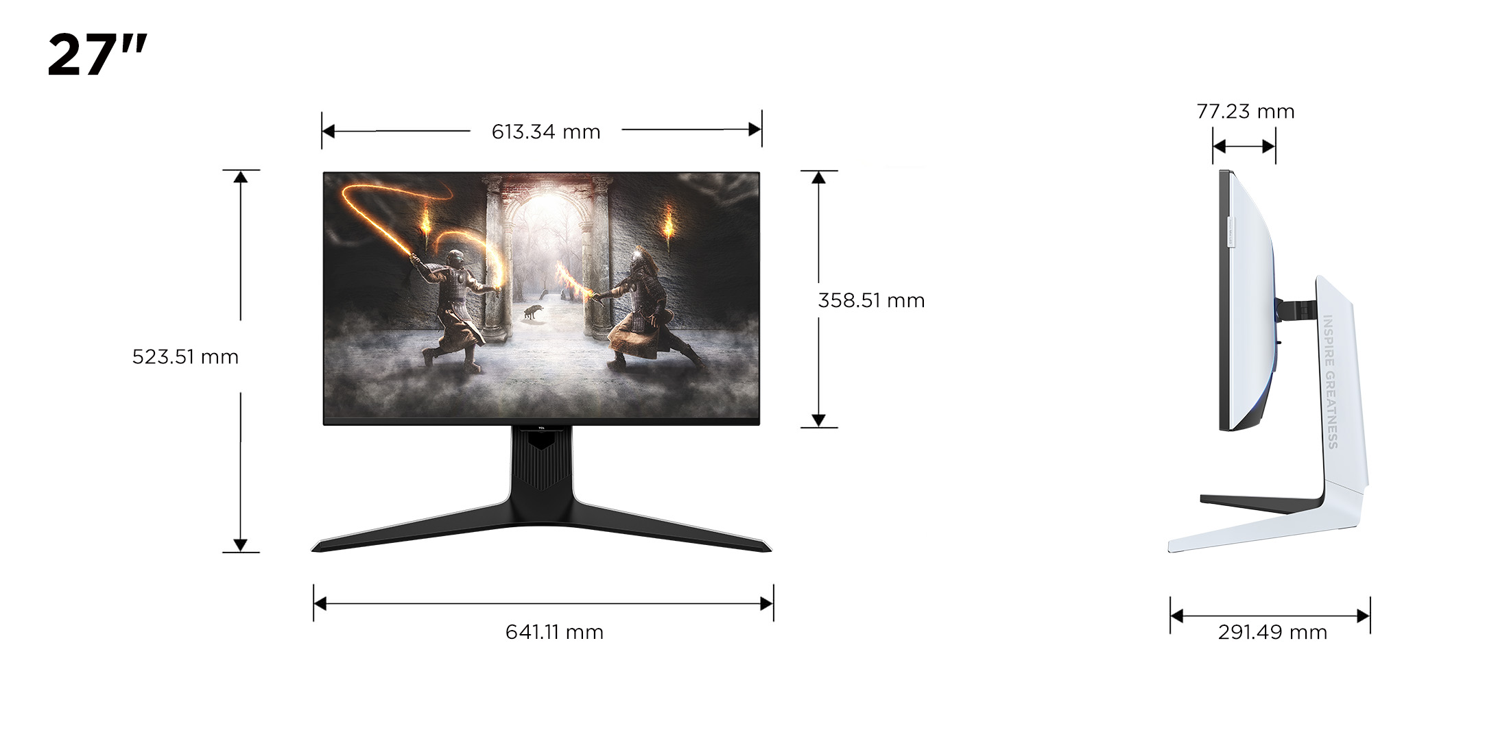 TCL 27R83U Monitor Dimensions