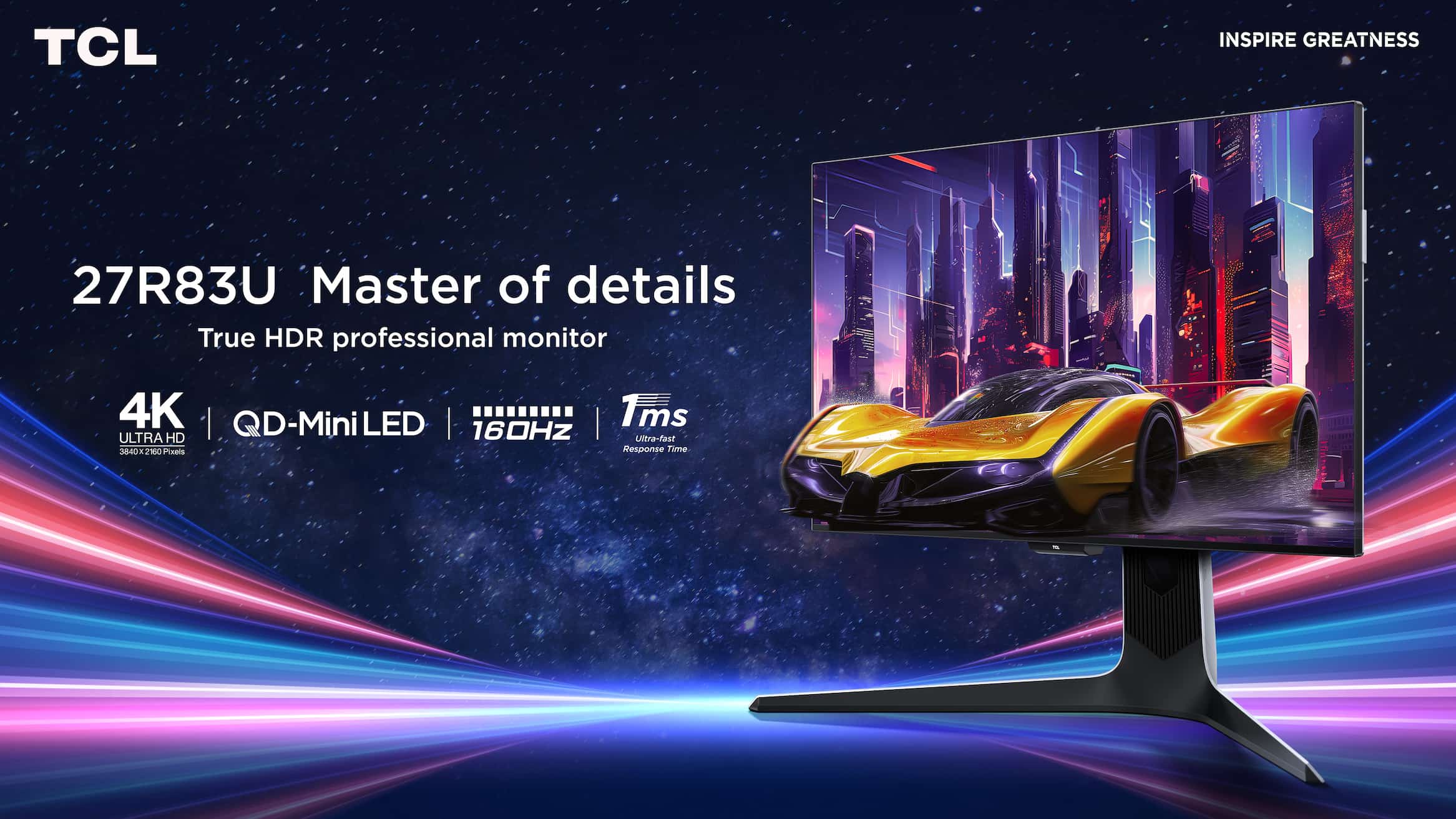 TCL 27R83U 4K 160 Hz resolution Monitor 