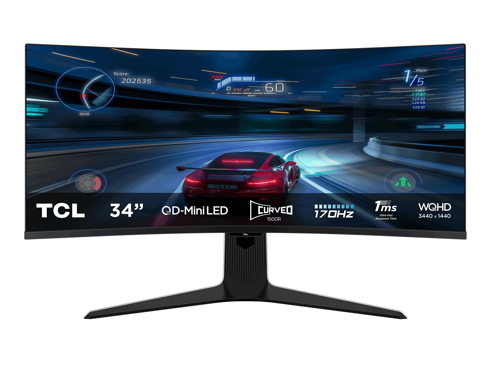 TCL QD Mini LED 34インチ モニター TCL、量子ドットミニLED採用の34型