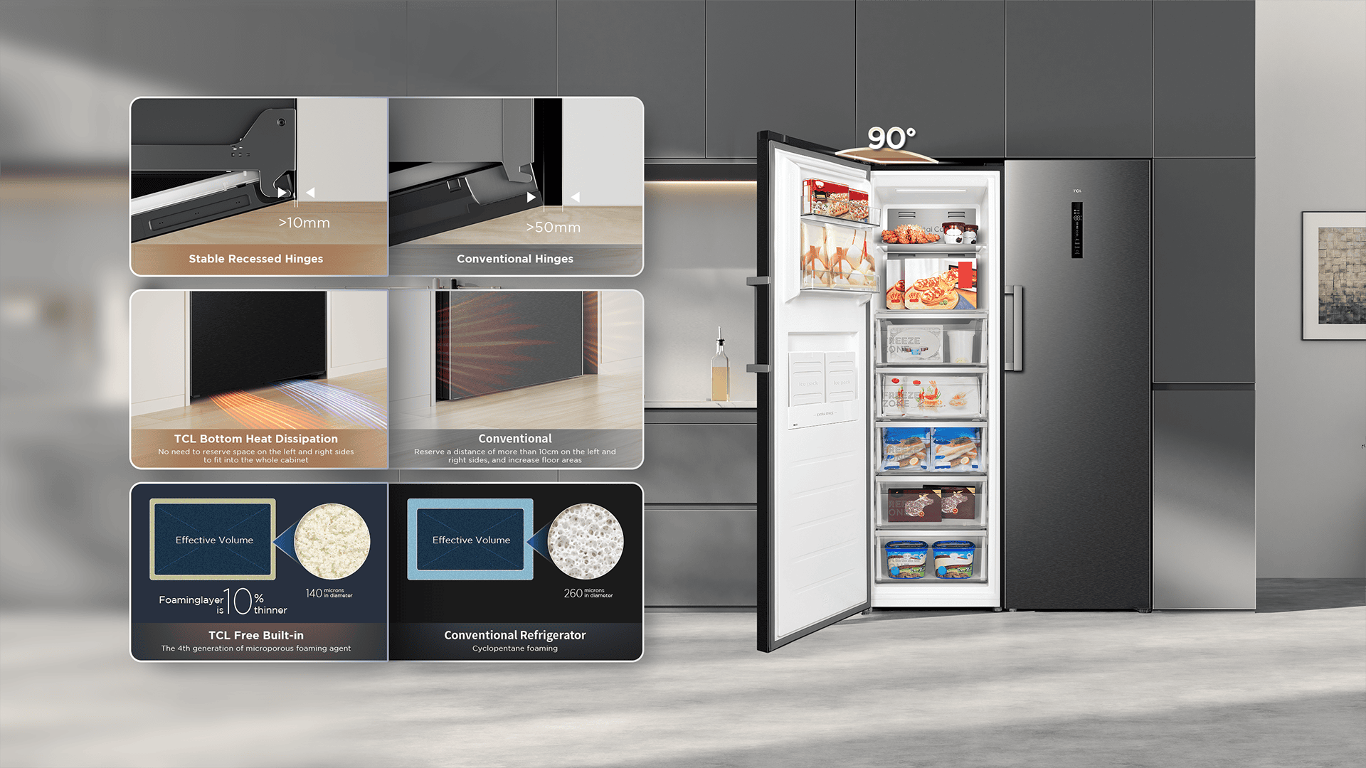 TCL  refrigerator adapts to any kitchen decoration