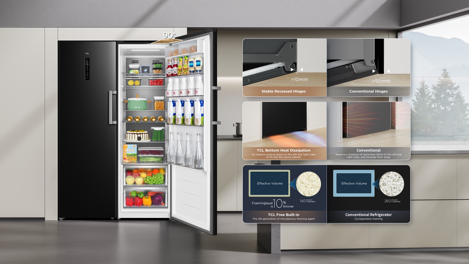 TCL  refrigerator adapts to any kitchen decoration