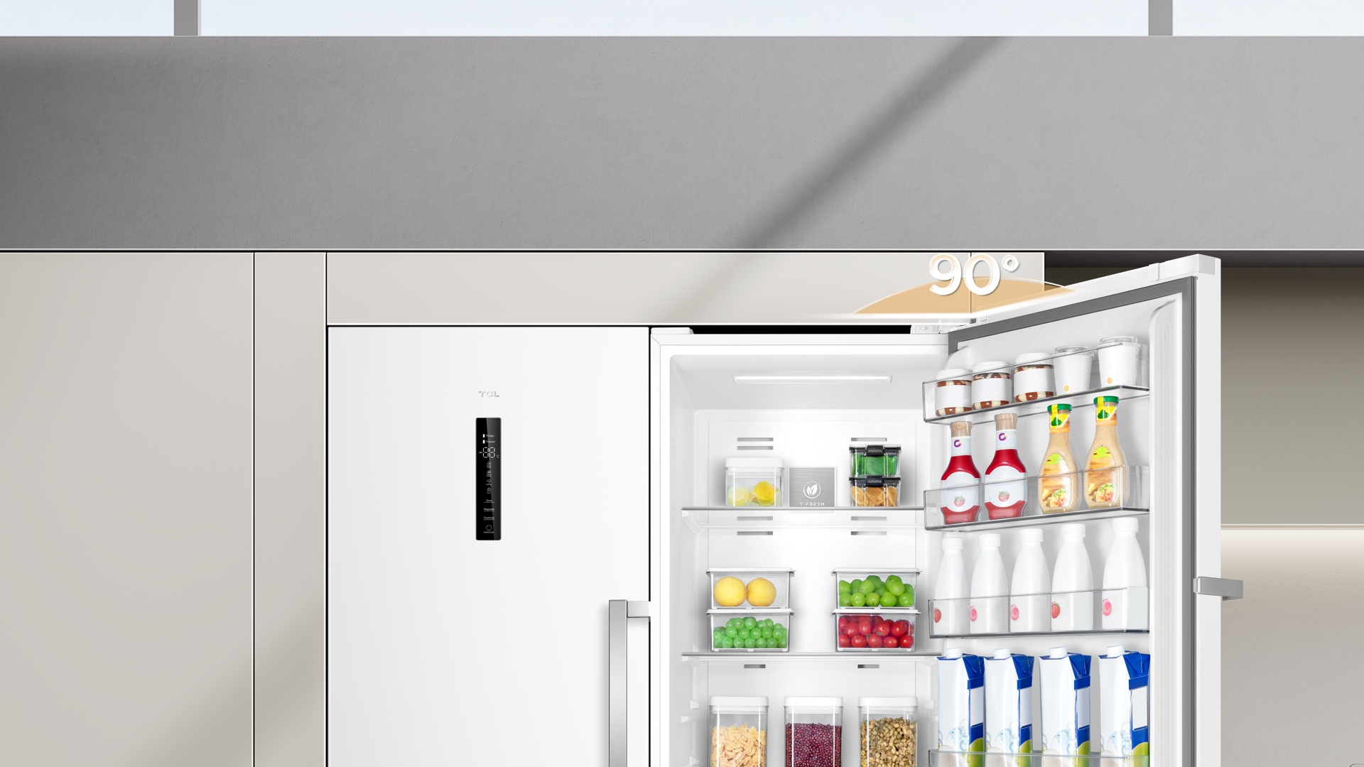 乐竟体育 refrigerator 90° opening door