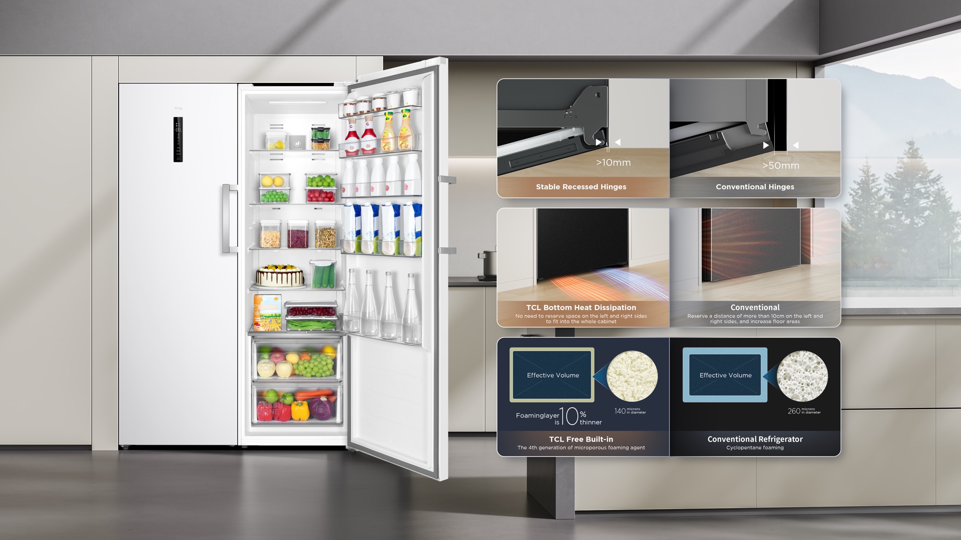 乐竟体育  refrigerator adapts to any kitchen decoration