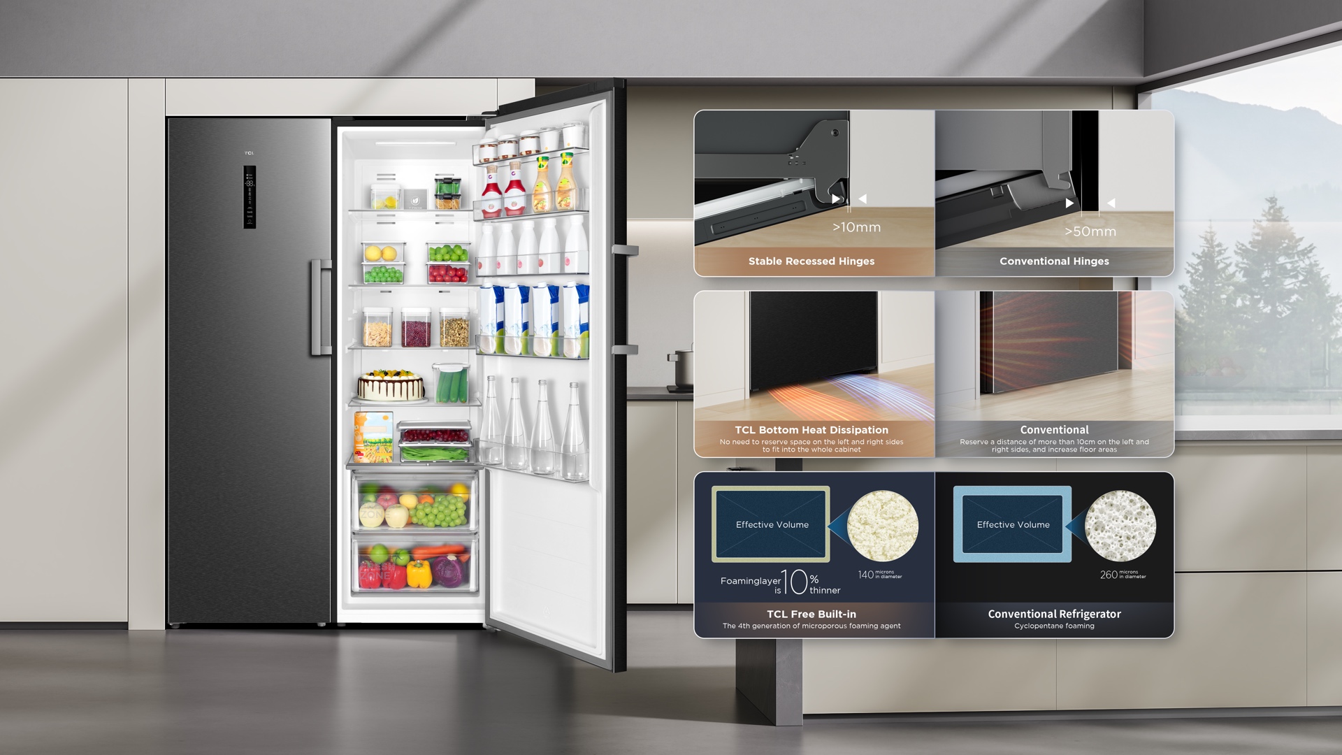 TCL  refrigerator adapts to any kitchen decoration