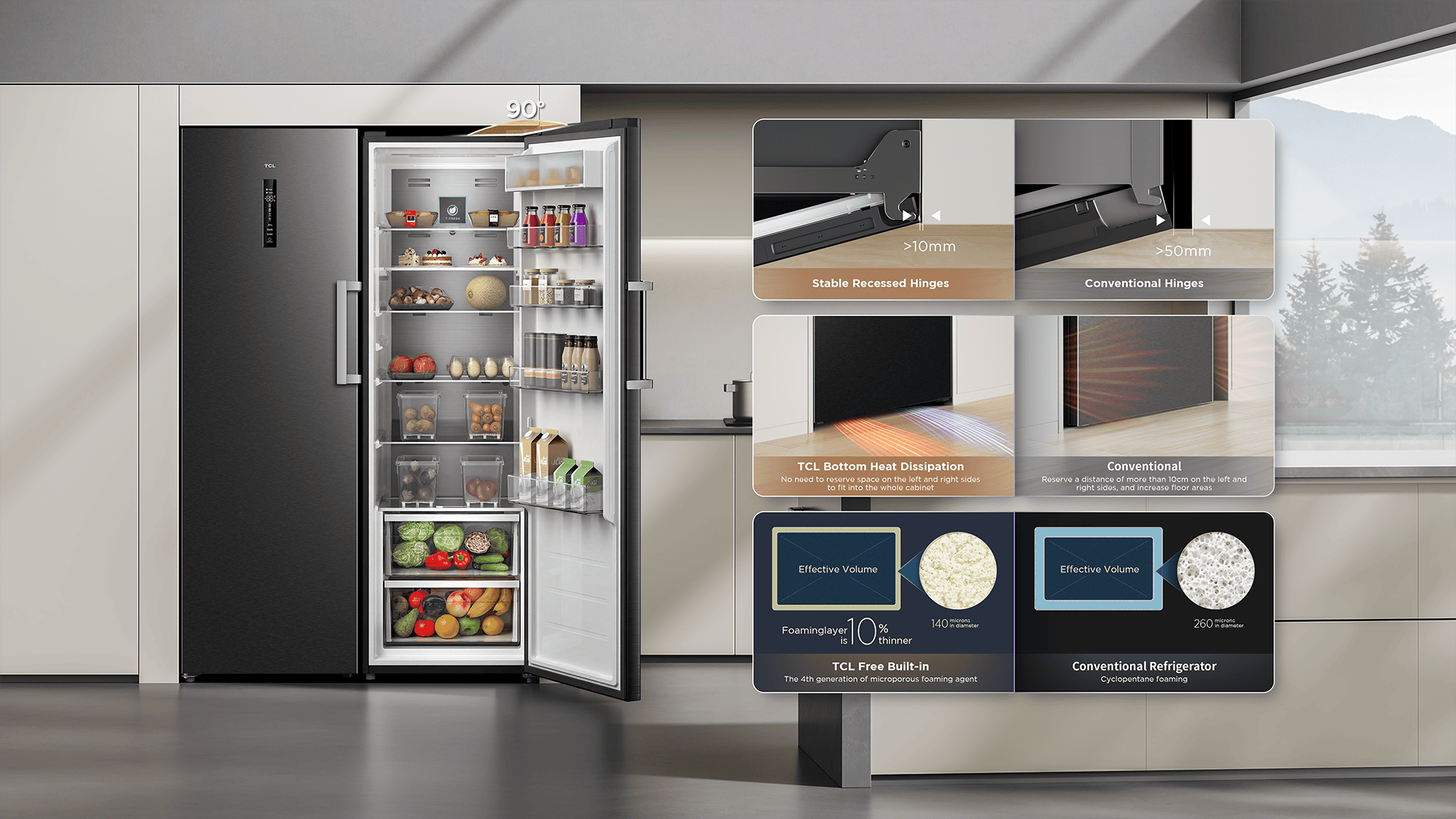 TCL  refrigerator adapts to any kitchen decoration