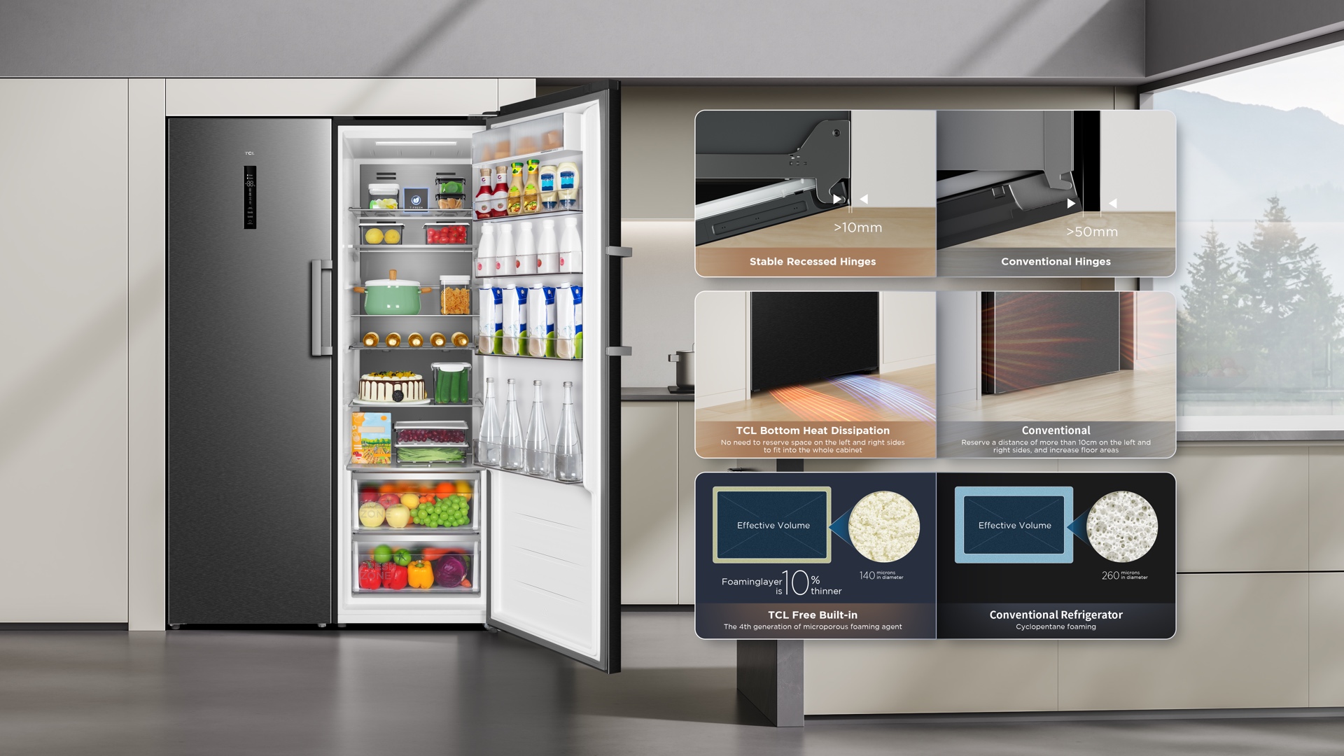 乐竟体育  refrigerator adapts to any kitchen decoration