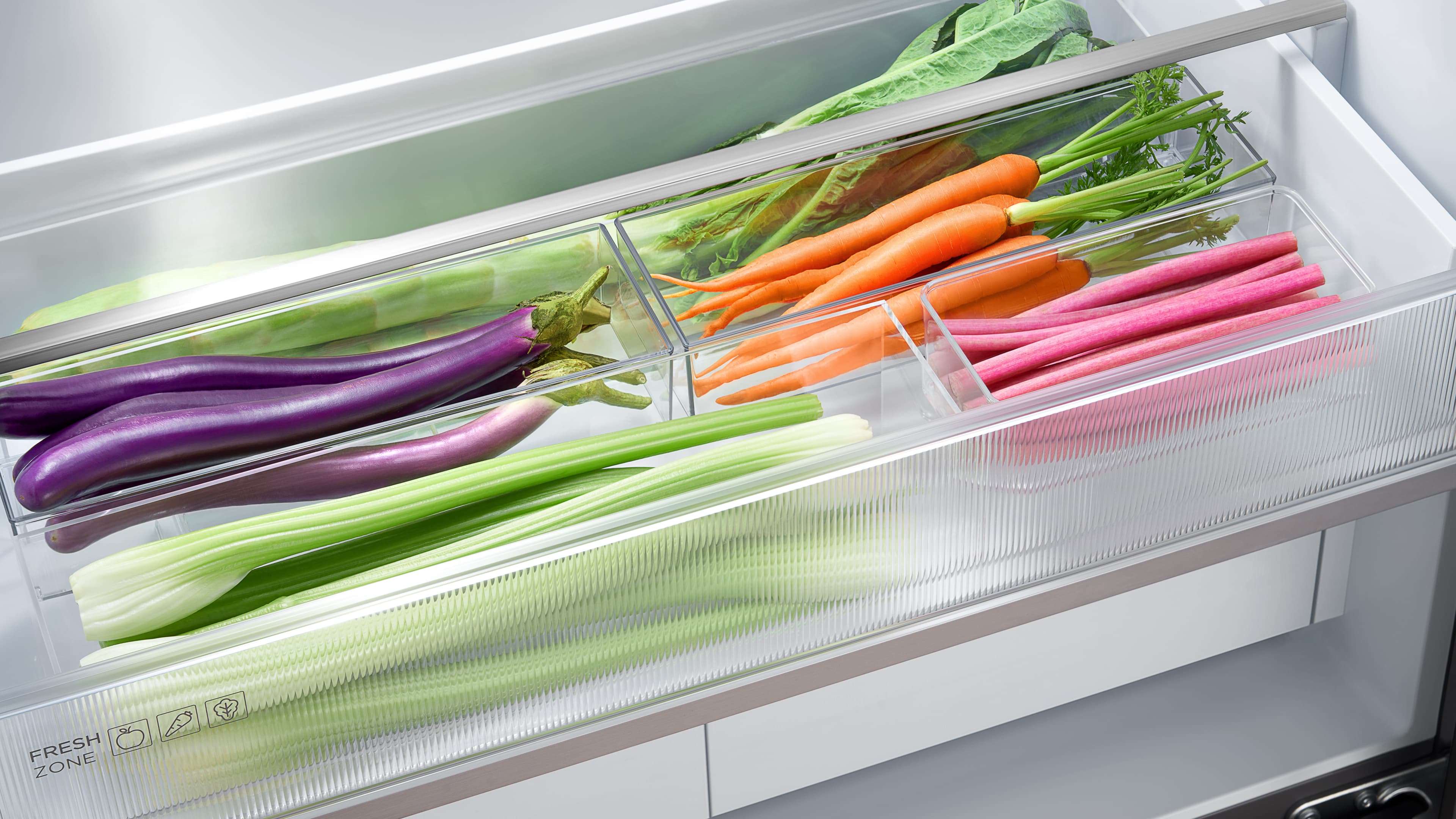 TCL fridge has large storage drawer