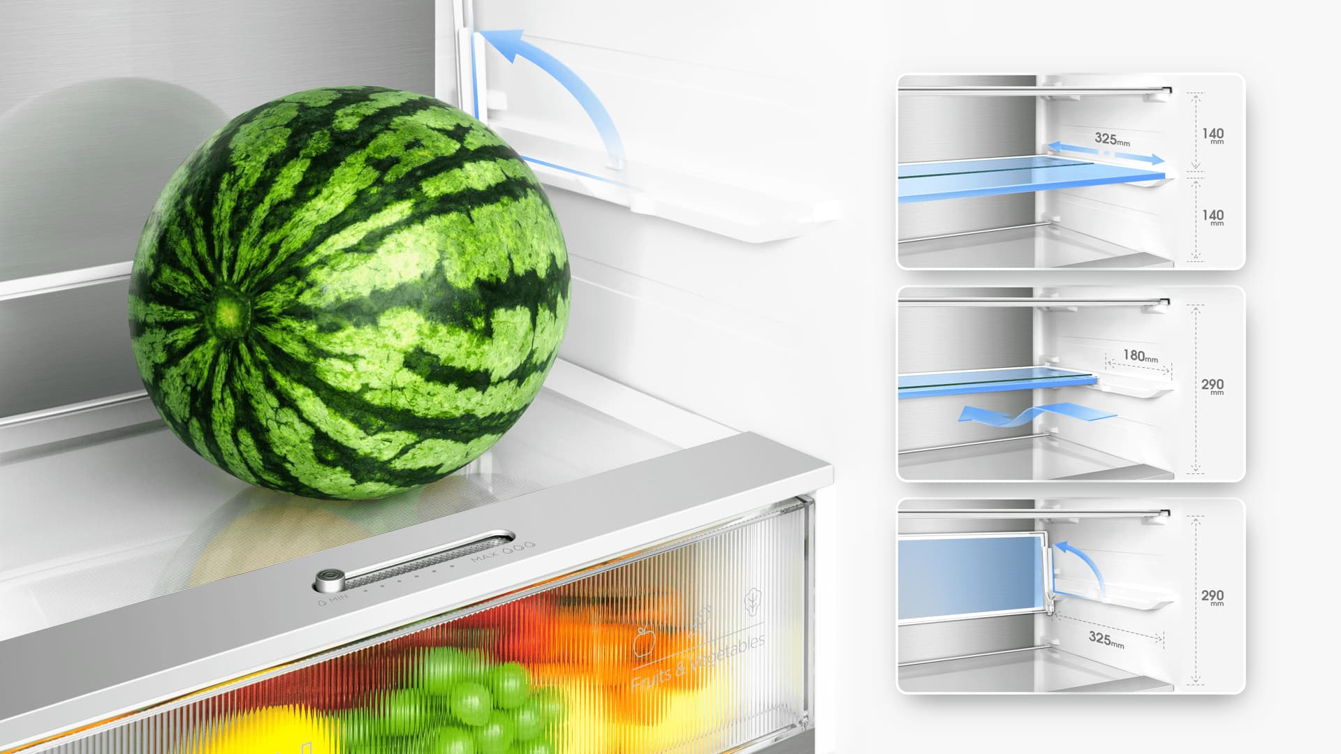 TCL Fridge has Fresh Box with Humidity Slider