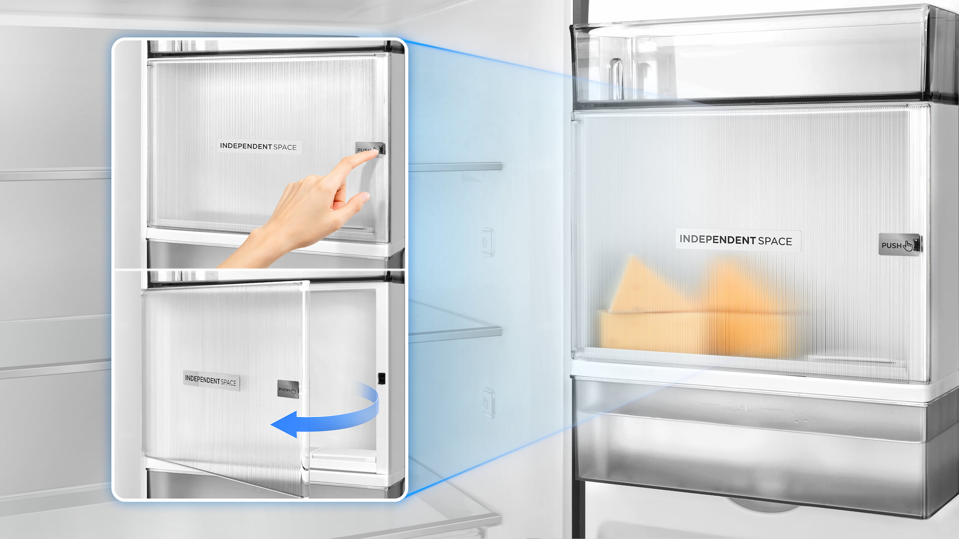 TCL fridge independent space for storing special stuff