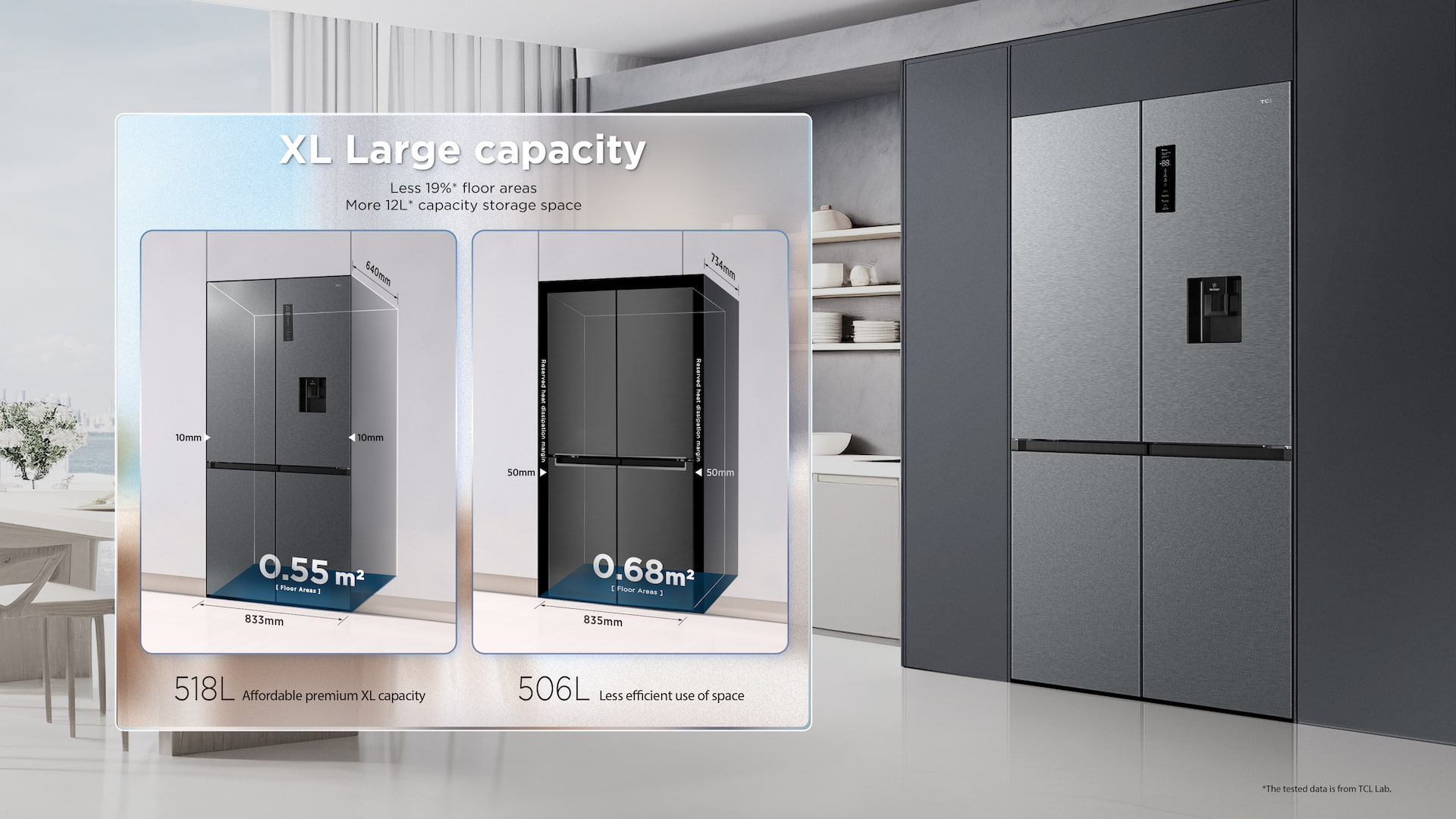 TCL rc518cxd0 refrigerator is with a bigger space