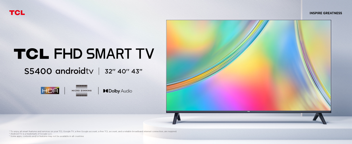 TCL Frameless FULL HD TV with Android TV and HDR - 43S5400A | TCL