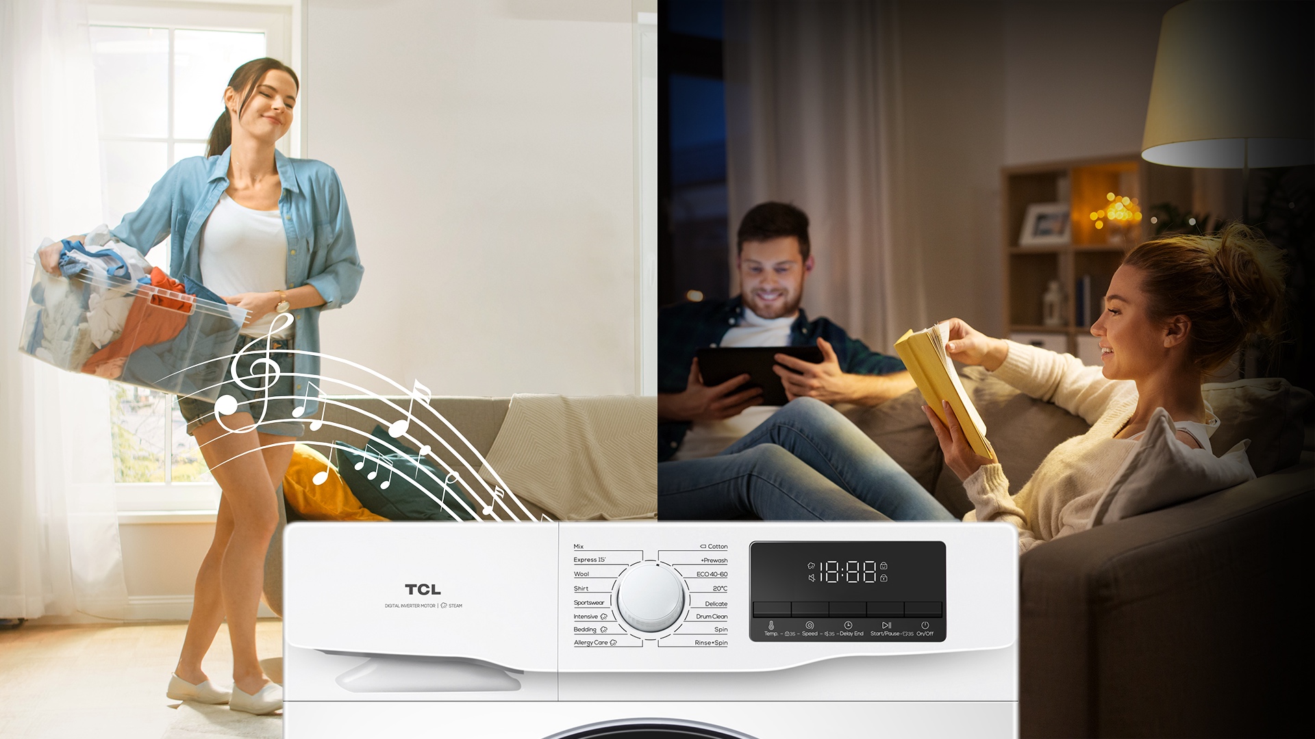 TCL FF0912SA0 washing machine with silent button