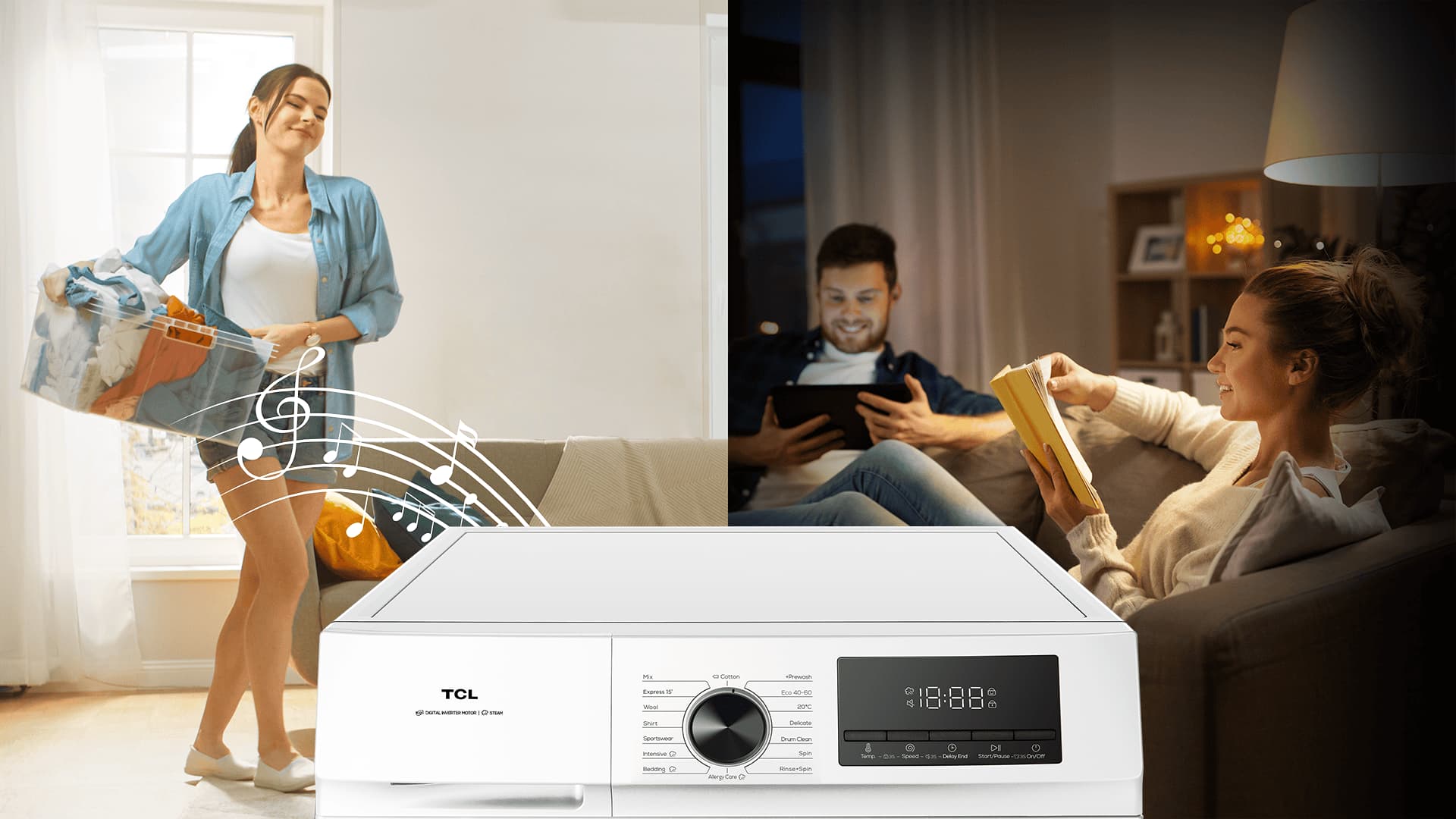 TCL FF1024WA0 washing machine with silent button