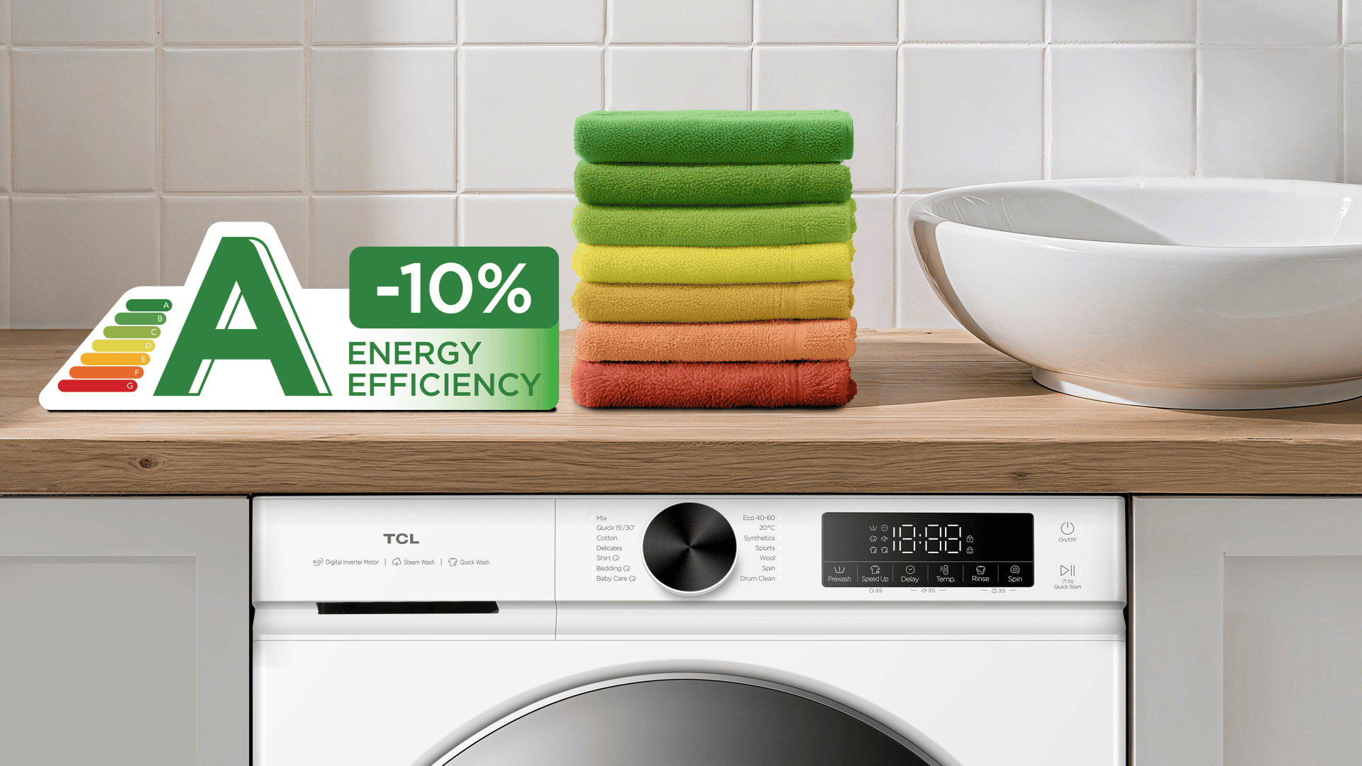 Perilica rublja TCL FP0944WA0 s dodatnom uštedom energije od 10%