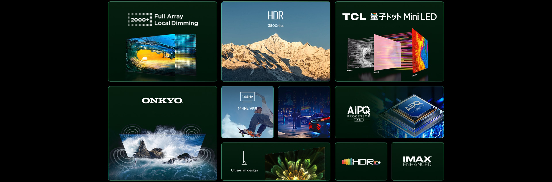 C855プレミアム量子ドットMini LED 4Kテレビのピークパフォーマンス