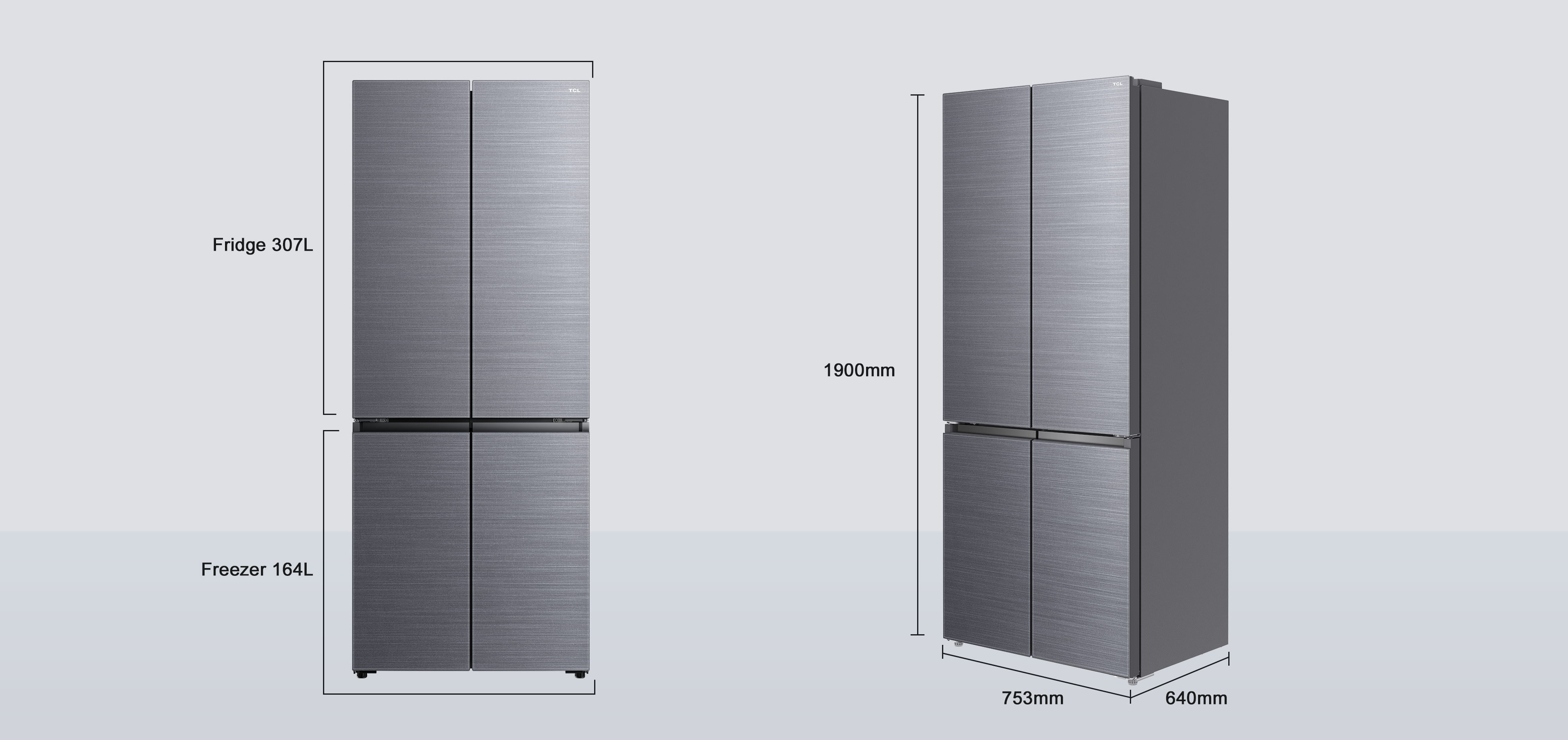TCL Refrigerator P350BF Dimensions