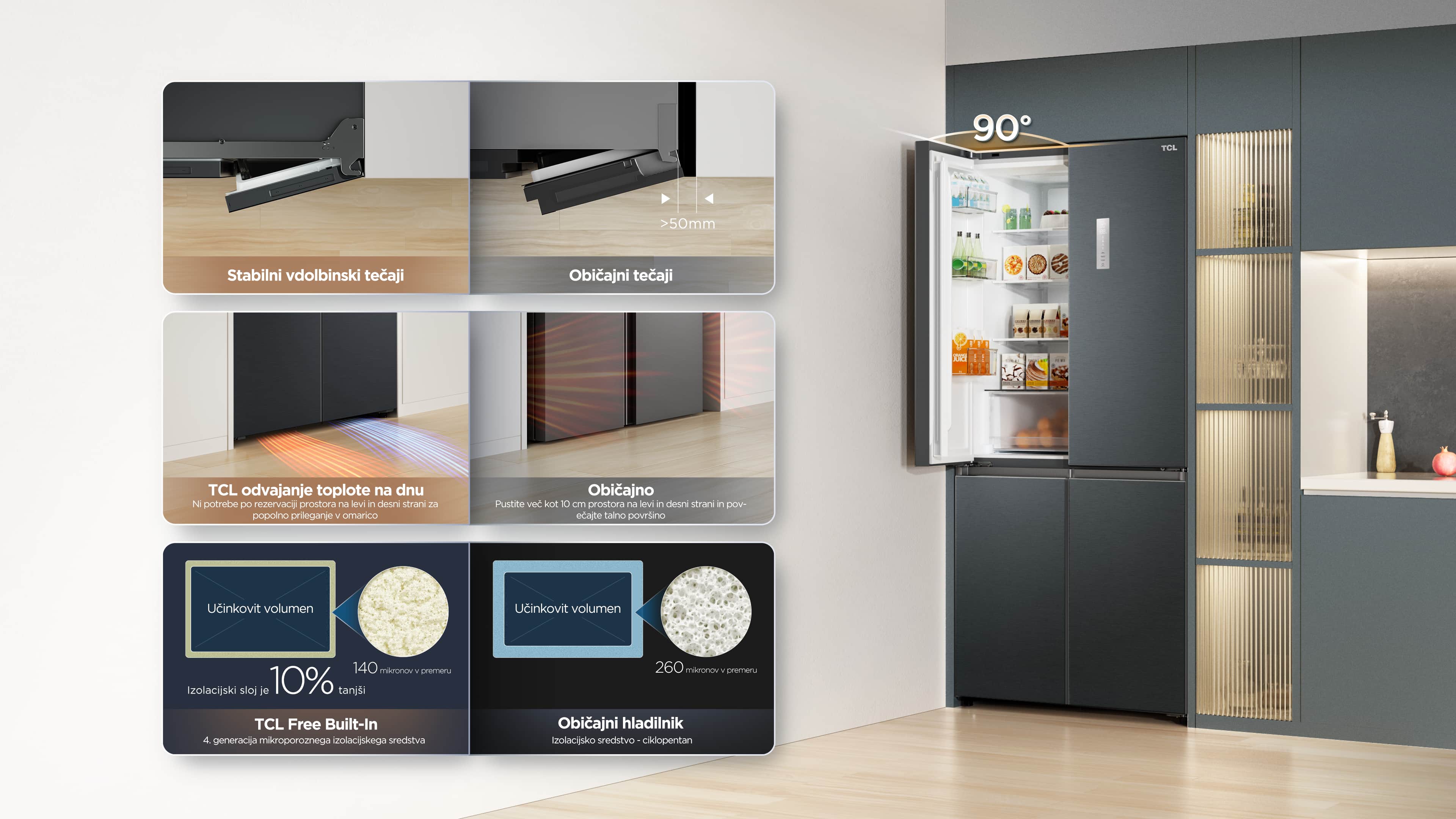 TCL RC521CXE0 Refrigerator Easy Take-out Against the Wall