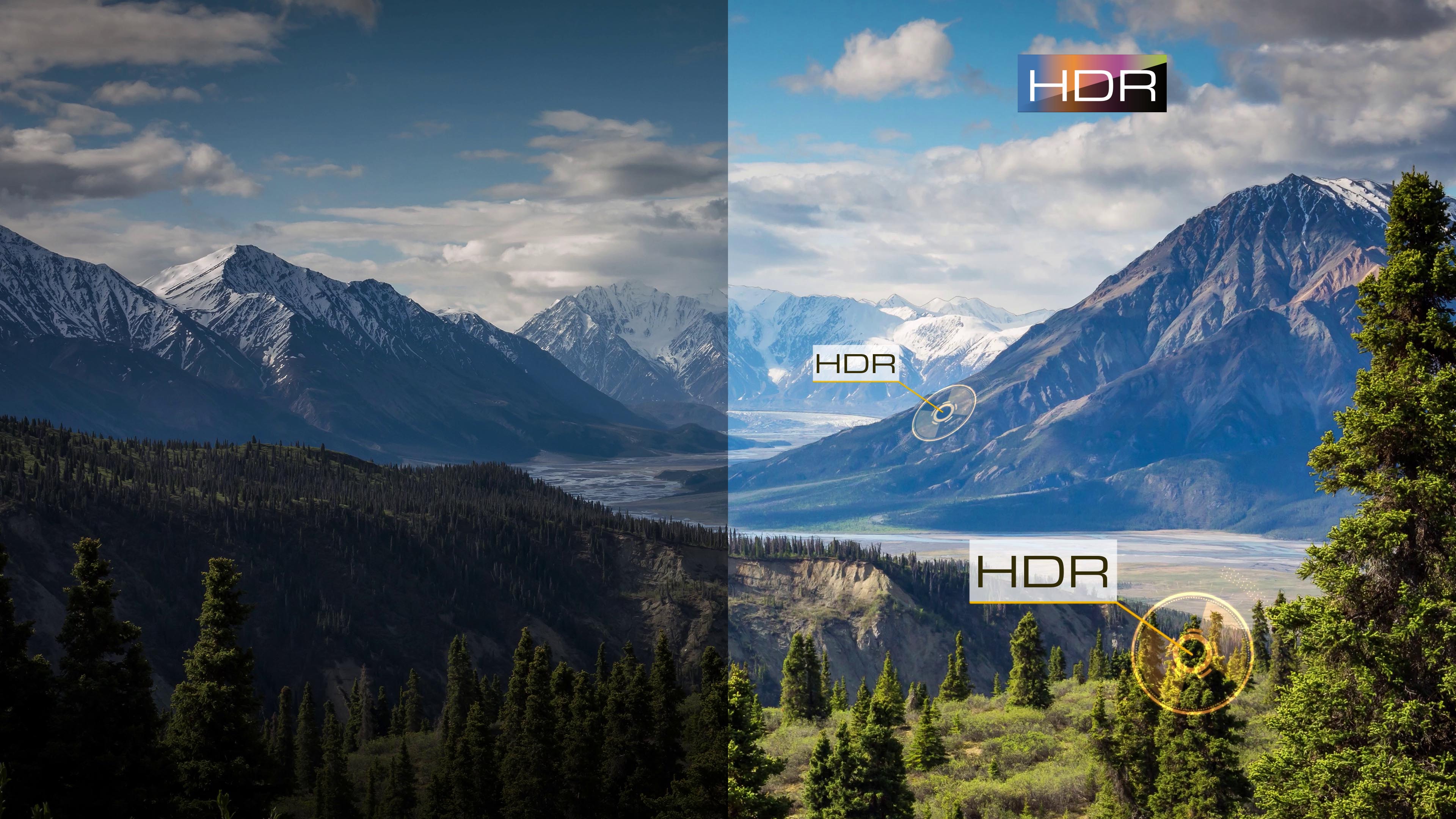 HDR : enhanced contrast, colours and details