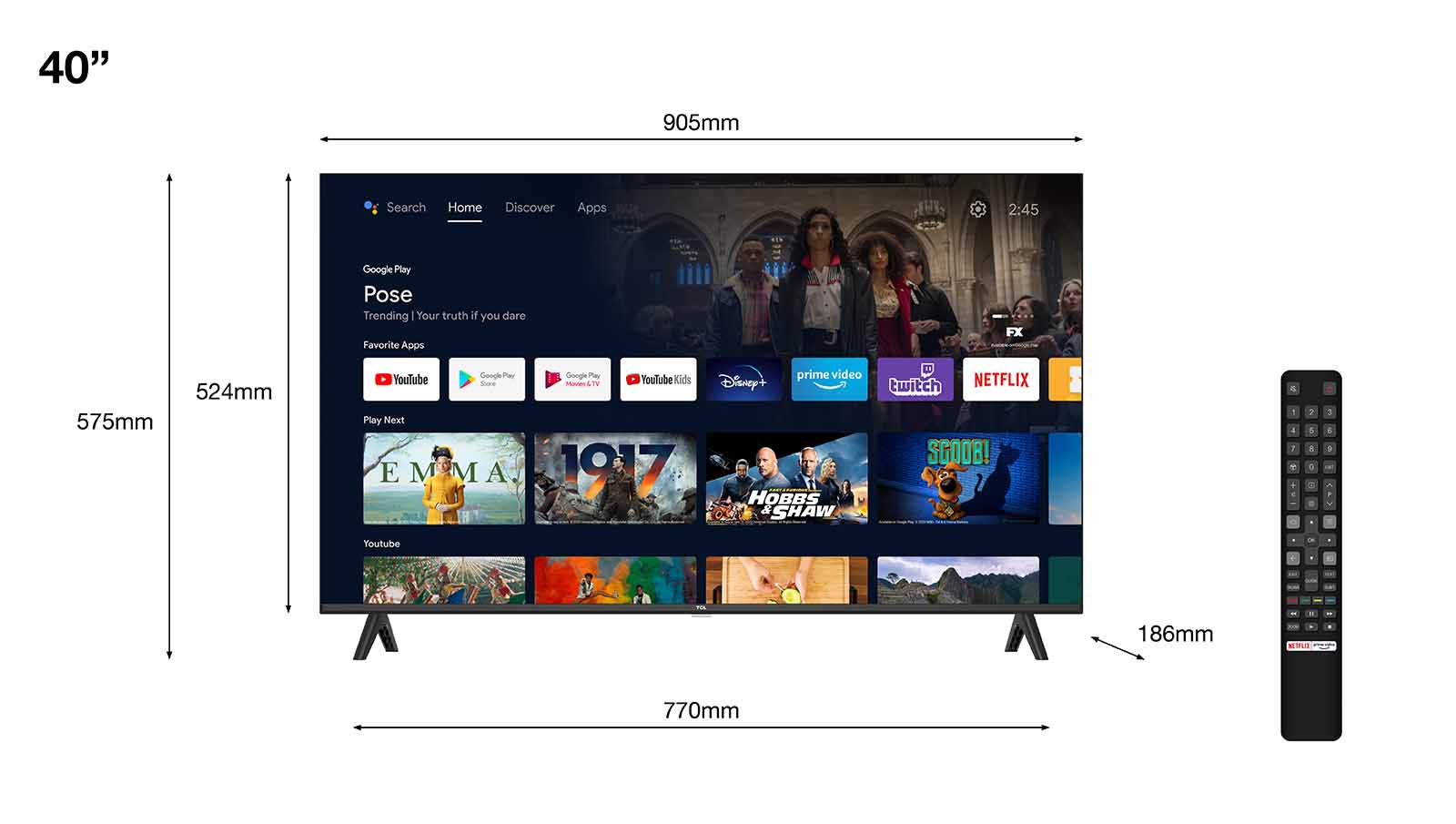 4.TCL 40型 Androidテレビ 40S515 2020年製 価格.com - TCL 40S515 [40インチ] スペック・仕様