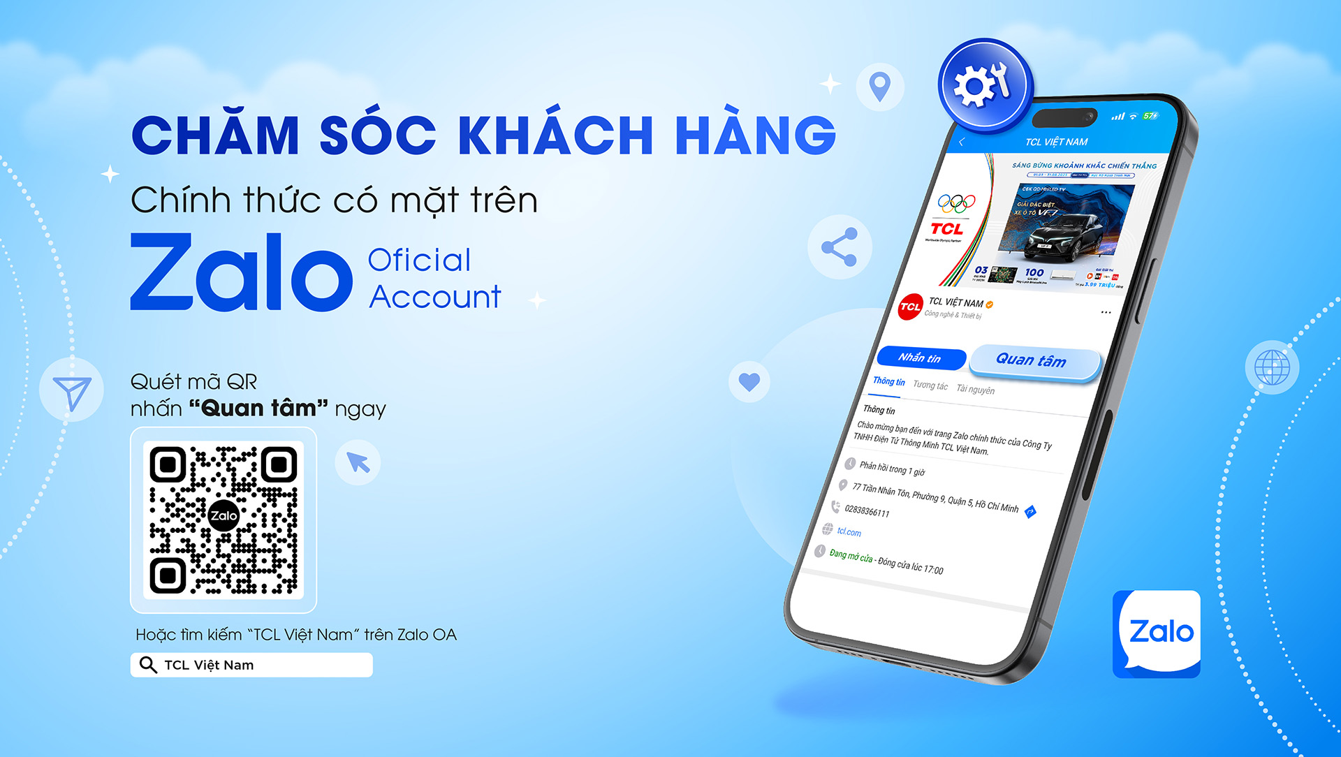 TCL Việt Nam Ra Mắt Kênh Chăm Sóc Khách Hàng Trên Zalo OA