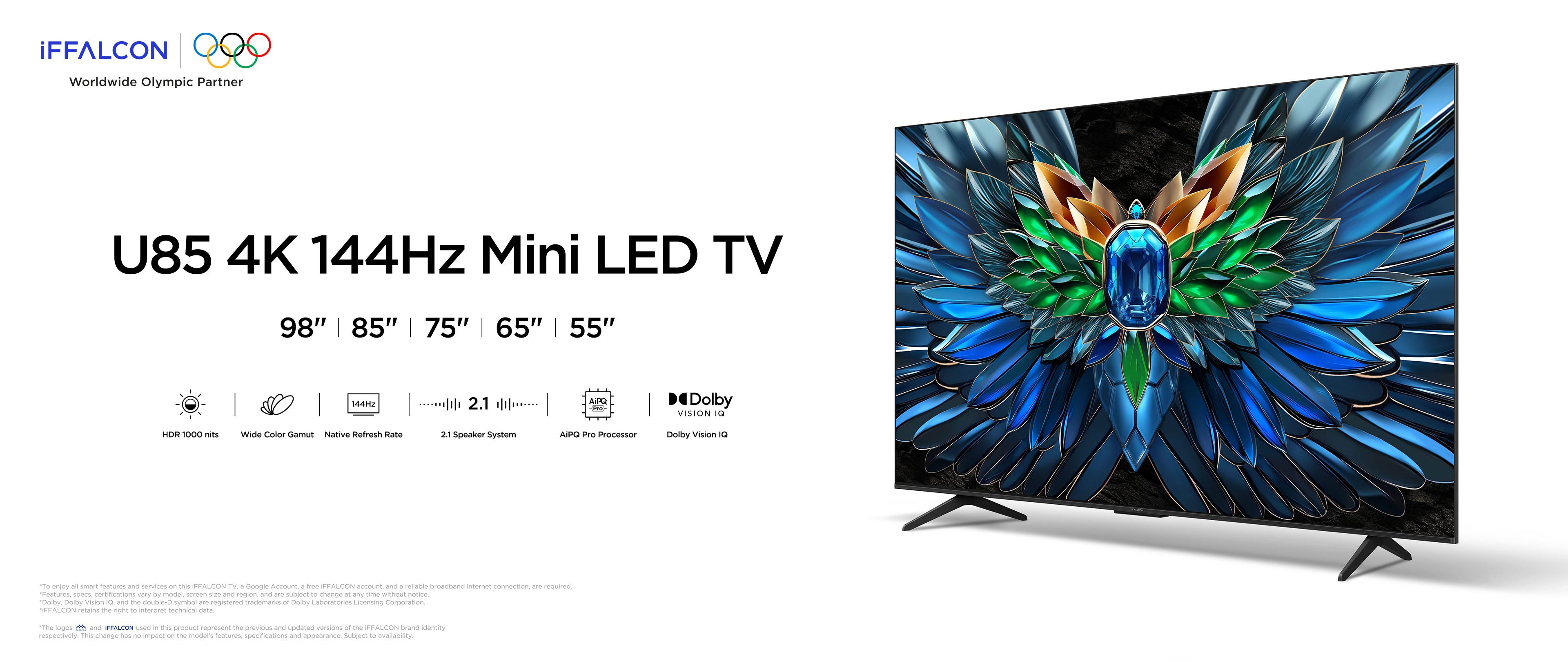 テレビ iFFALCON 55U85 iFFALCON U85 4K 144Hz Mini LED TV - 55 to 98 Inch | iFFALCON Japan